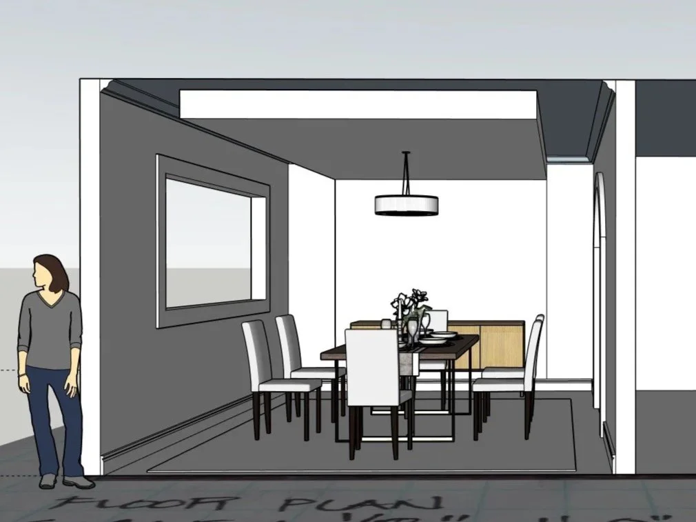Digital Perspective Study: 
Digital perspective developed in SketchUp to study spatial relationships and compositional elements.