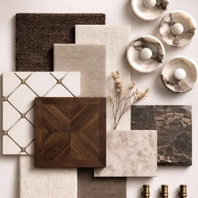 Material & Finishes Board:
A curated palette of materials and finishes selected to establish a cohesive visual identity throughout the workspace.