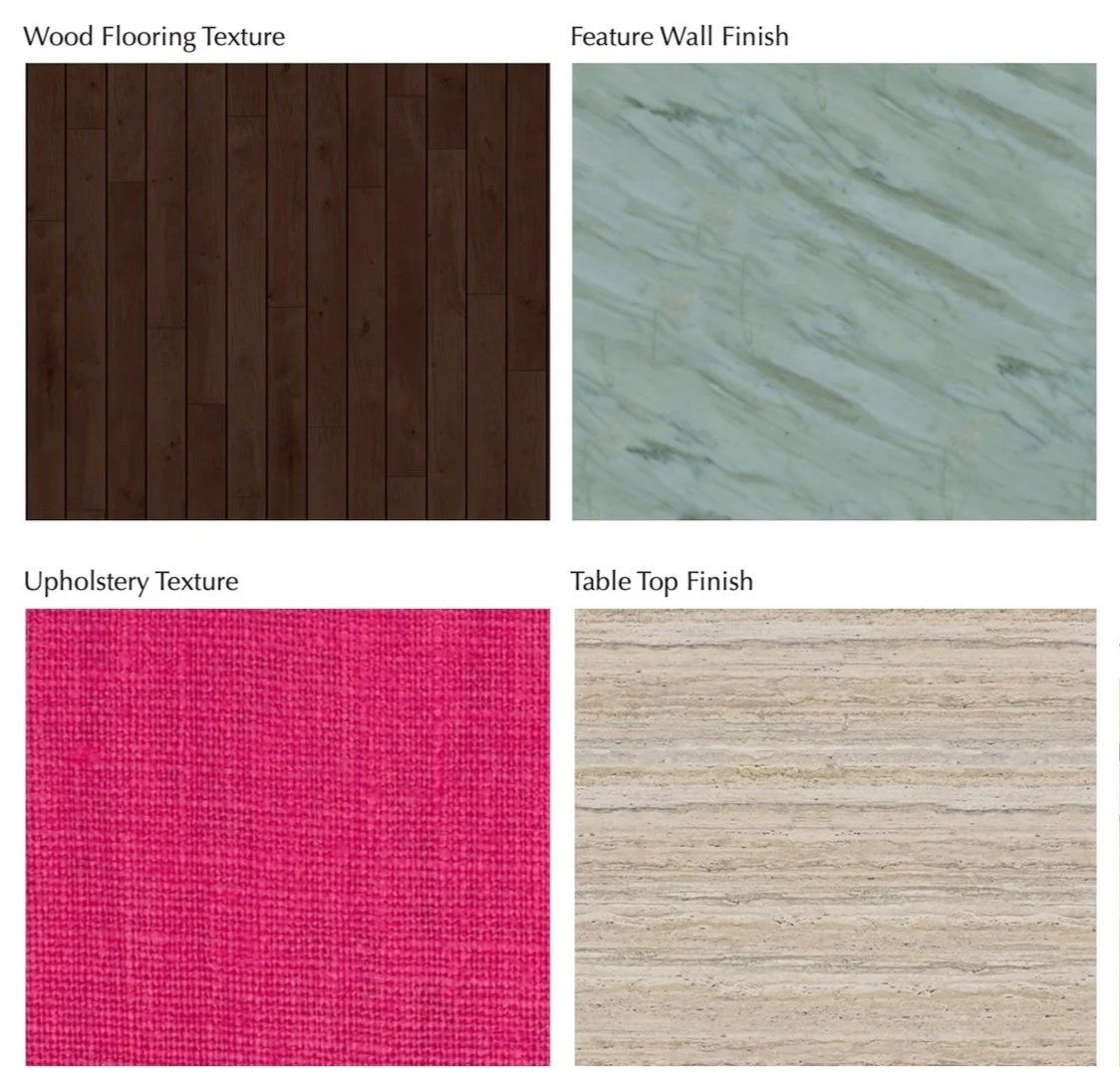 Material Rendering Study: 
Digital rendering study translating assigned materials into a cohesive visual composition.