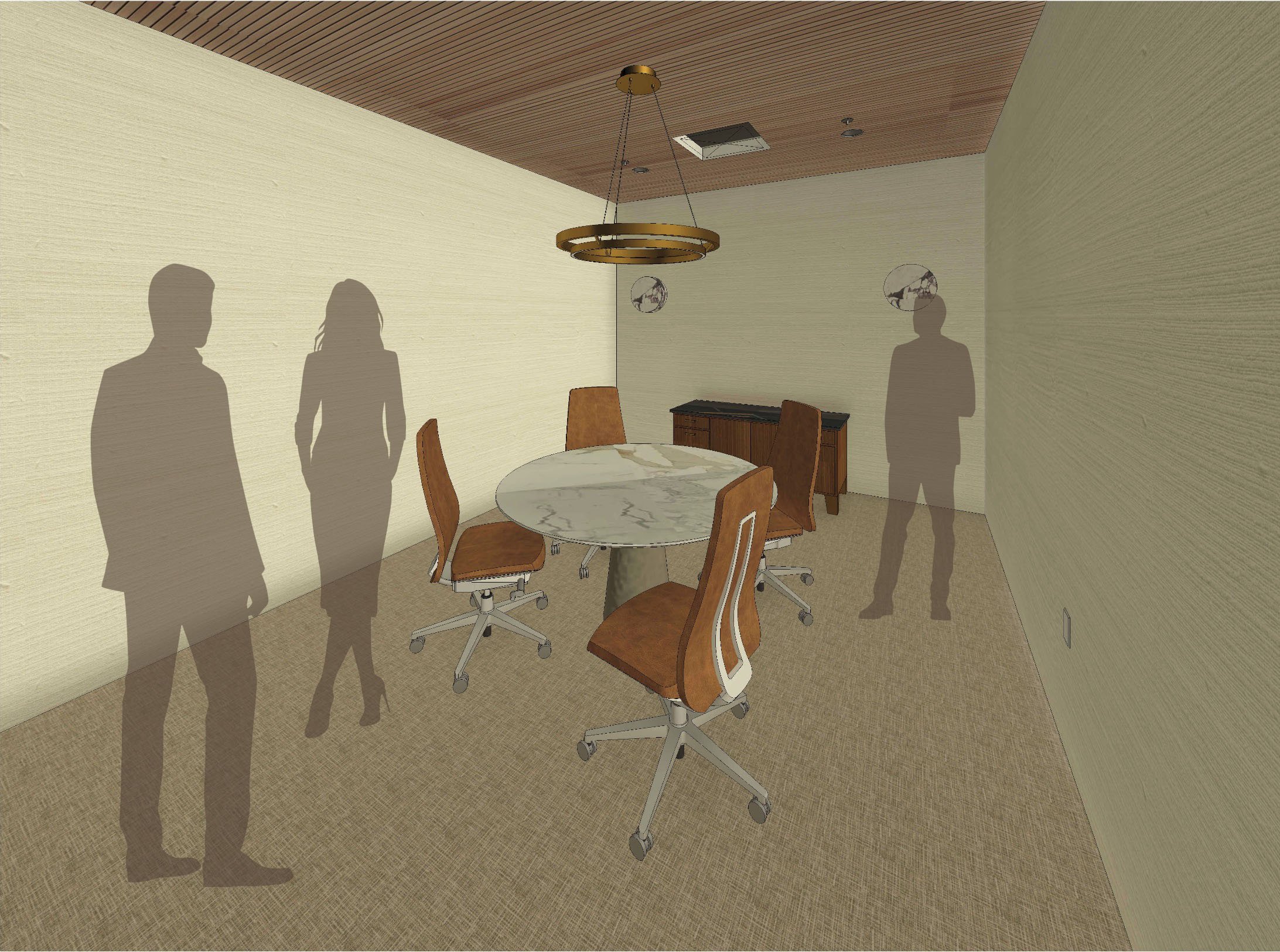 Rendered Perspective:
Revit rendering enhanced in Photoshop with scale figures to strengthen realism and spatial understanding.