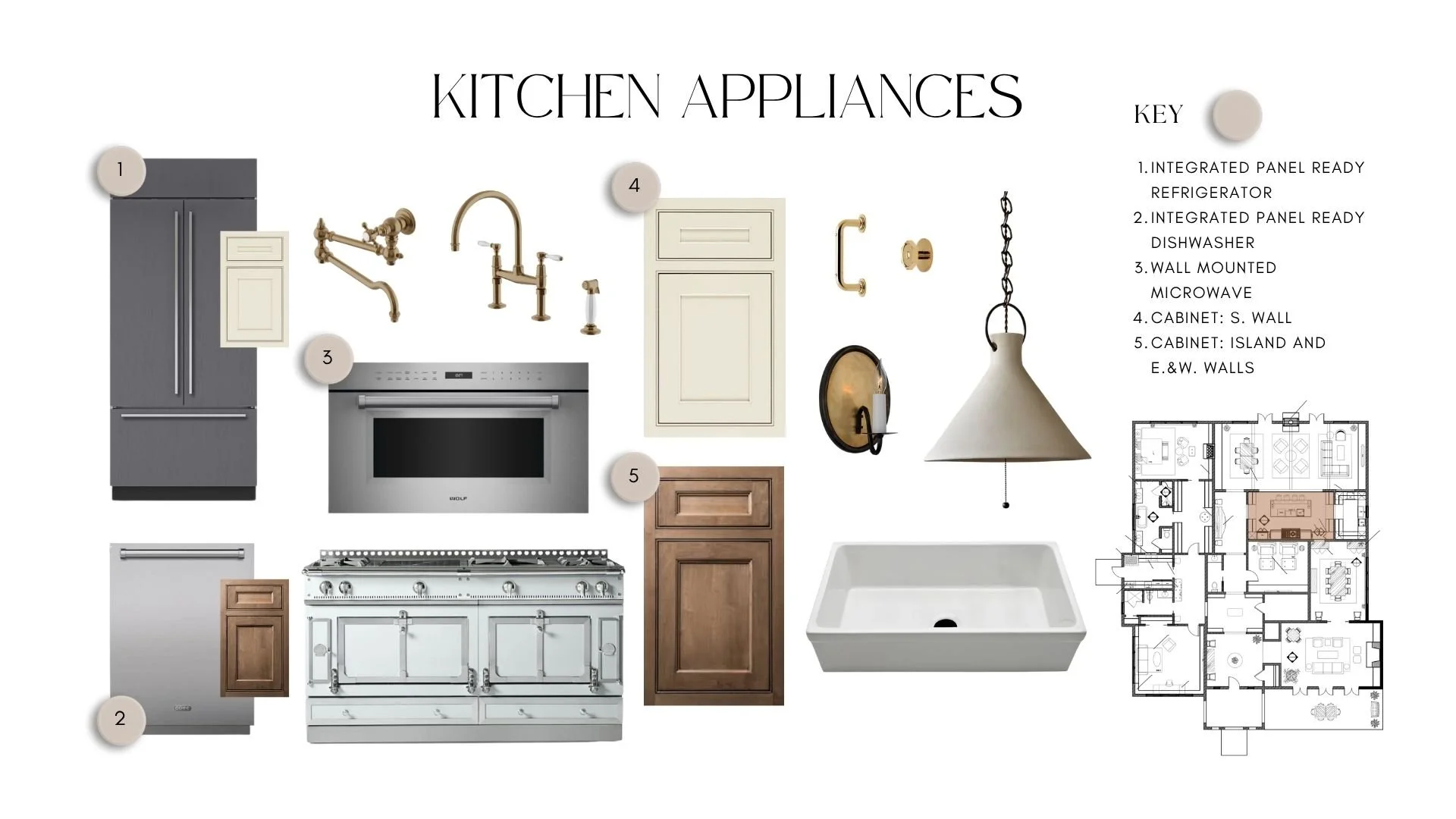 Kitchen Appliances & Cabinet Selections:
Curated appliance, cabinetry, and fixture selections supporting functionality and the Spanish Colonial design vision.