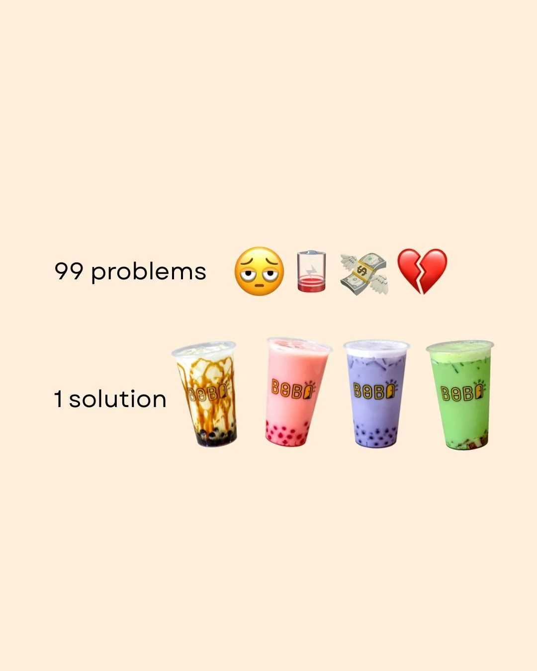 Got 99 problems? We have the only solution 🧋🤎 Stop by Boba Space this weekend for some much needed relief!

#bobaspace #bobatea #99problems #solution #summer