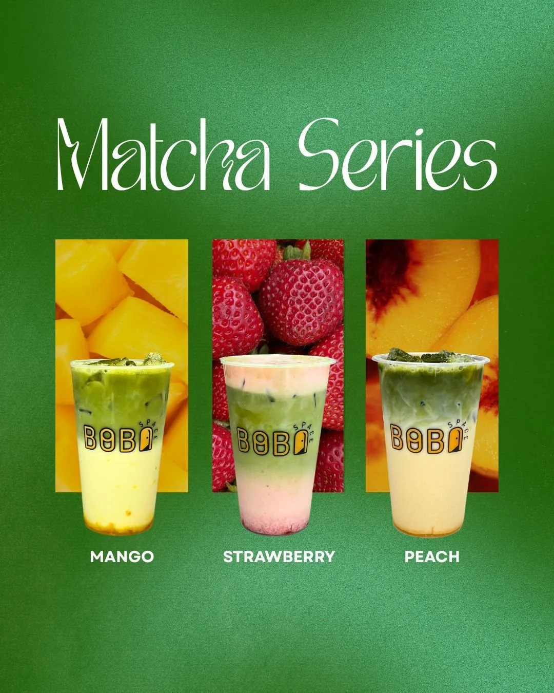 Did you know? We have a fruity, refreshing matcha series 🍵 Try our matcha fresh milk with peach, mango, or strawberry to add a fruity twist on a fan favorite!

#bobaspace #matcha #visitandersonsc #strawberrymatcha #bobatea