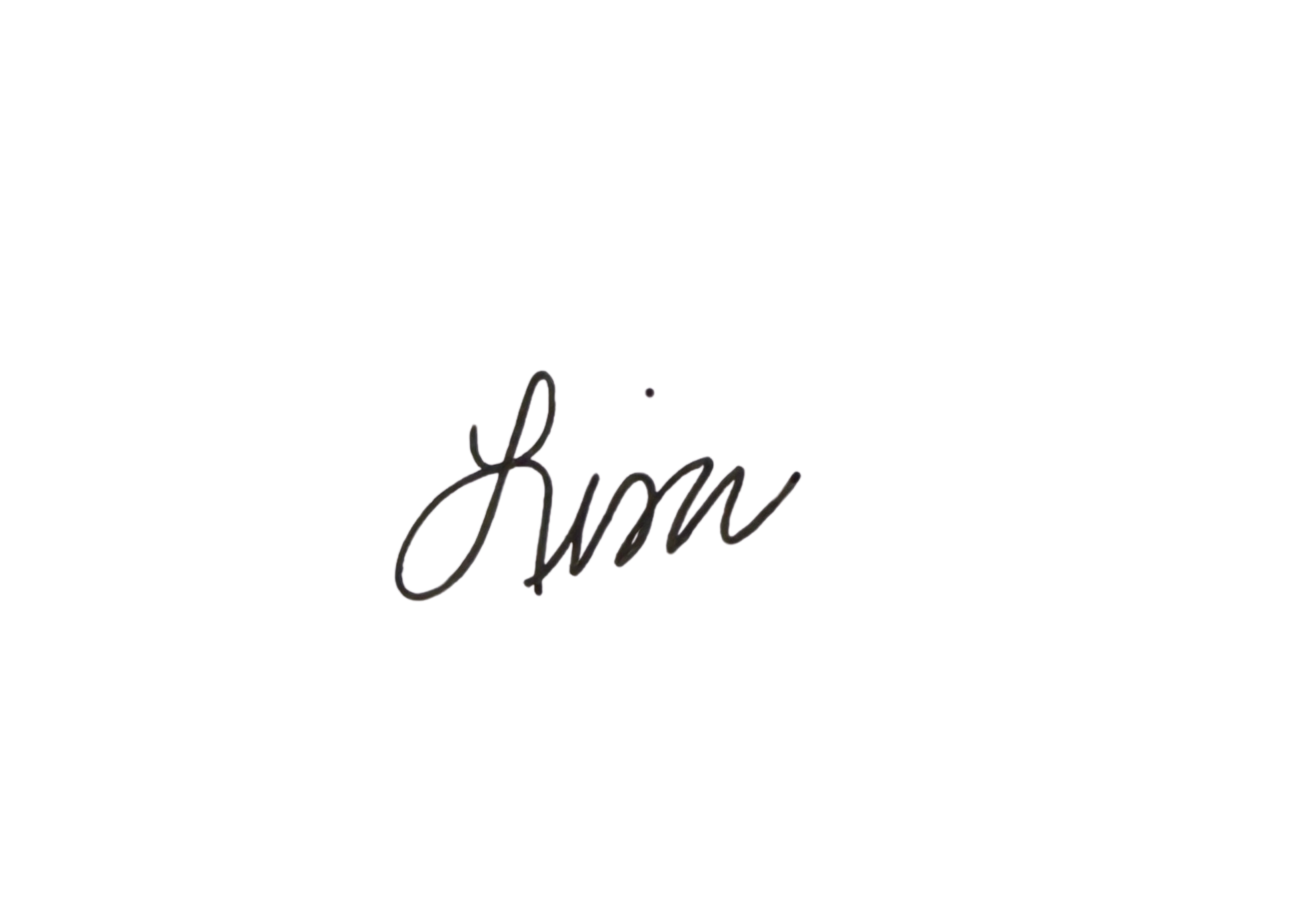 The image features a black script-style text signature named Lisa.
