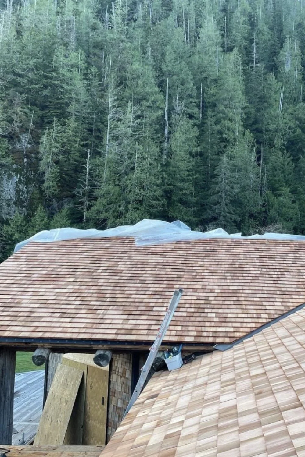 cedar roof repair shingles clayoquot wilderness lodge tent MTN side remote general contractor 