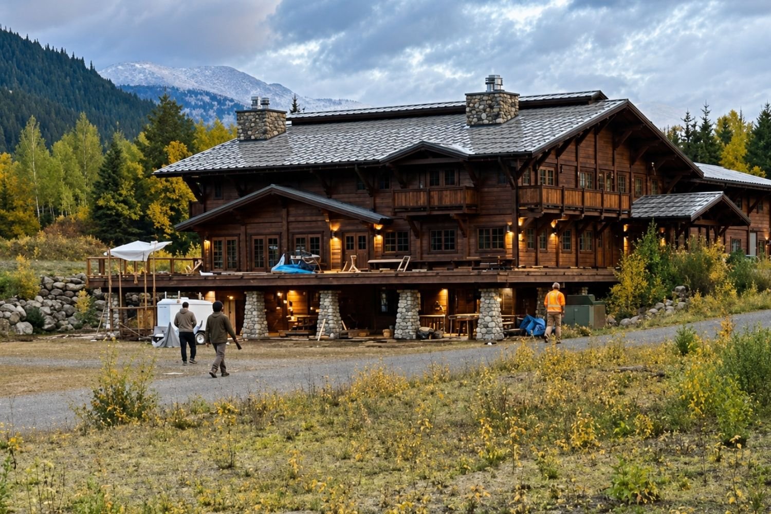 Deck cedar restoration Albreda remote lodge bc general contractor MTN side 