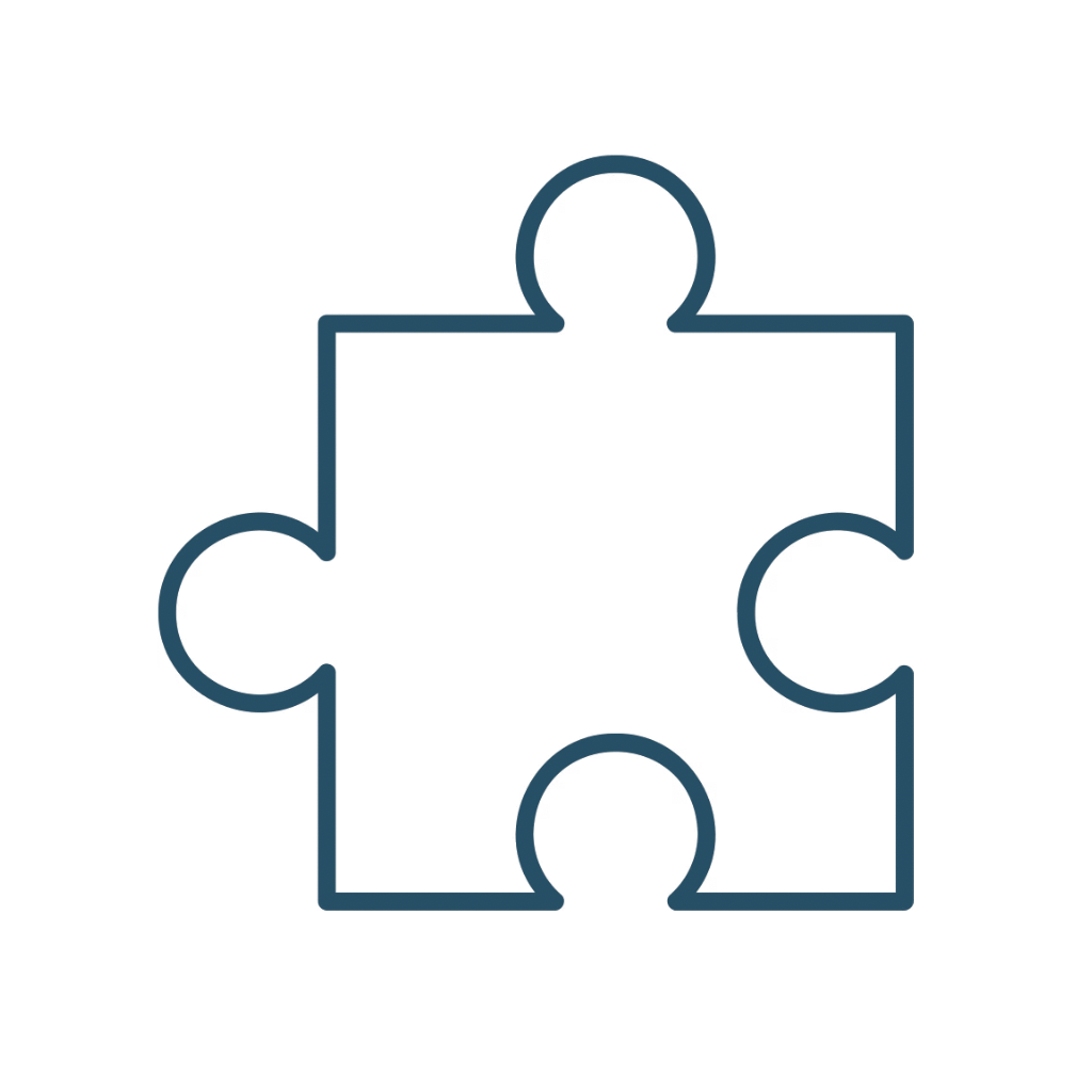 Outline of a puzzle piece, no background, simple line drawing.
