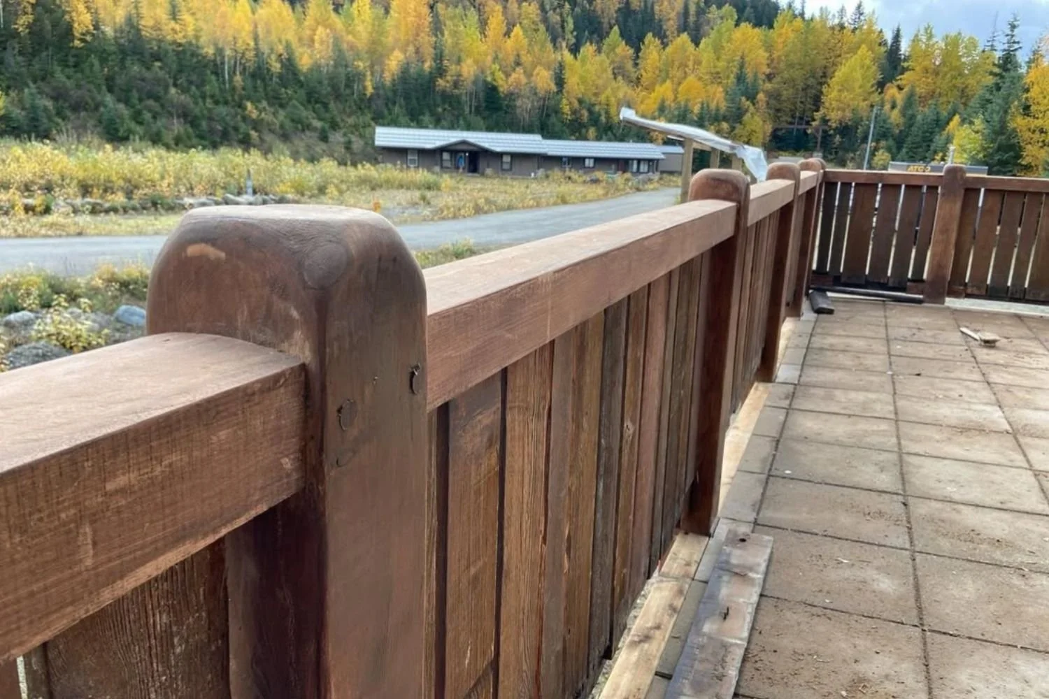 Deck cedar restoration Albreda remote lodge bc general contractor MTN side 