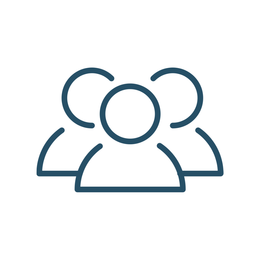 Icon of three people, representing a group or team.