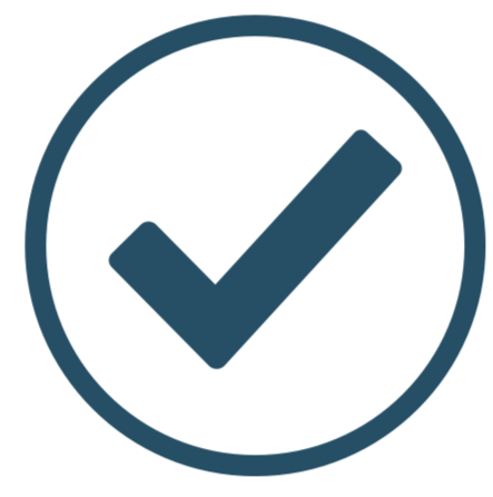 Check mark inside a circle, indicating completion or approval.