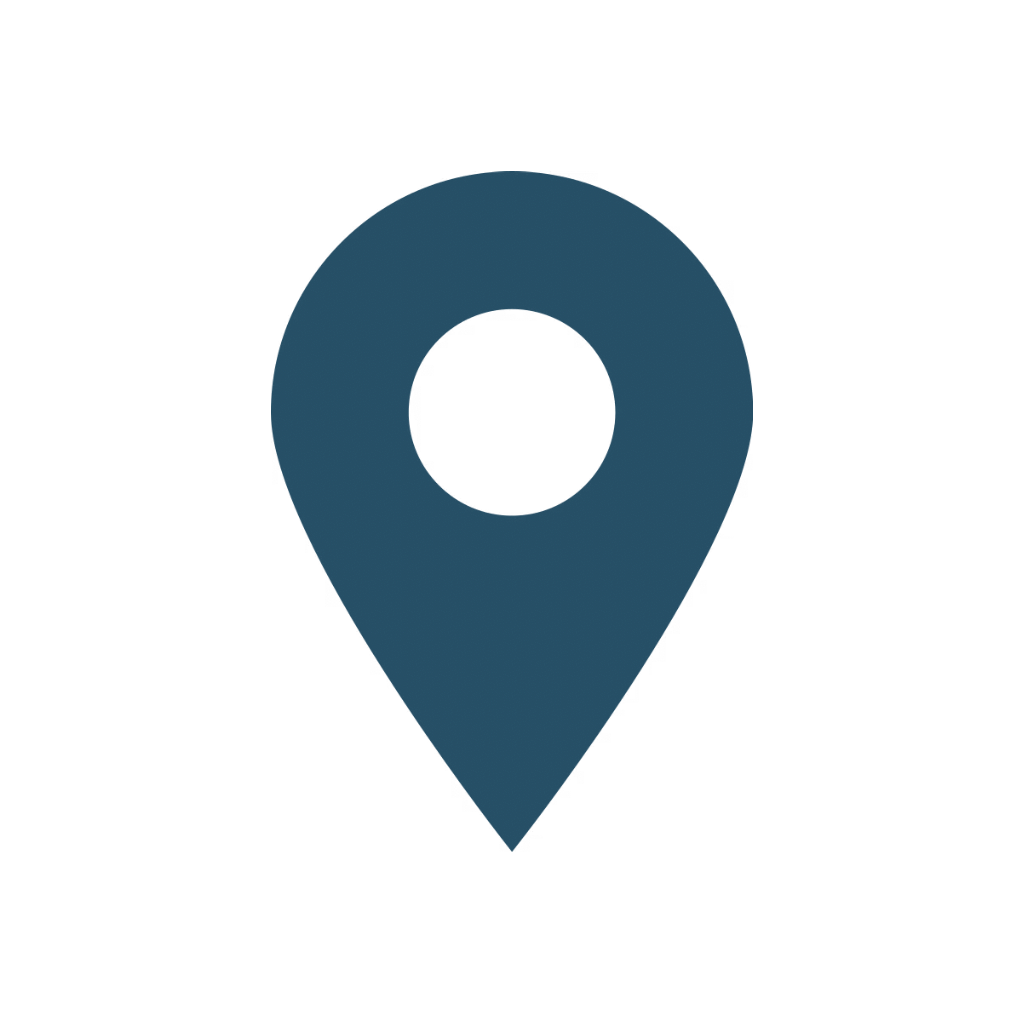 Icon of a location pin marker in blue color.