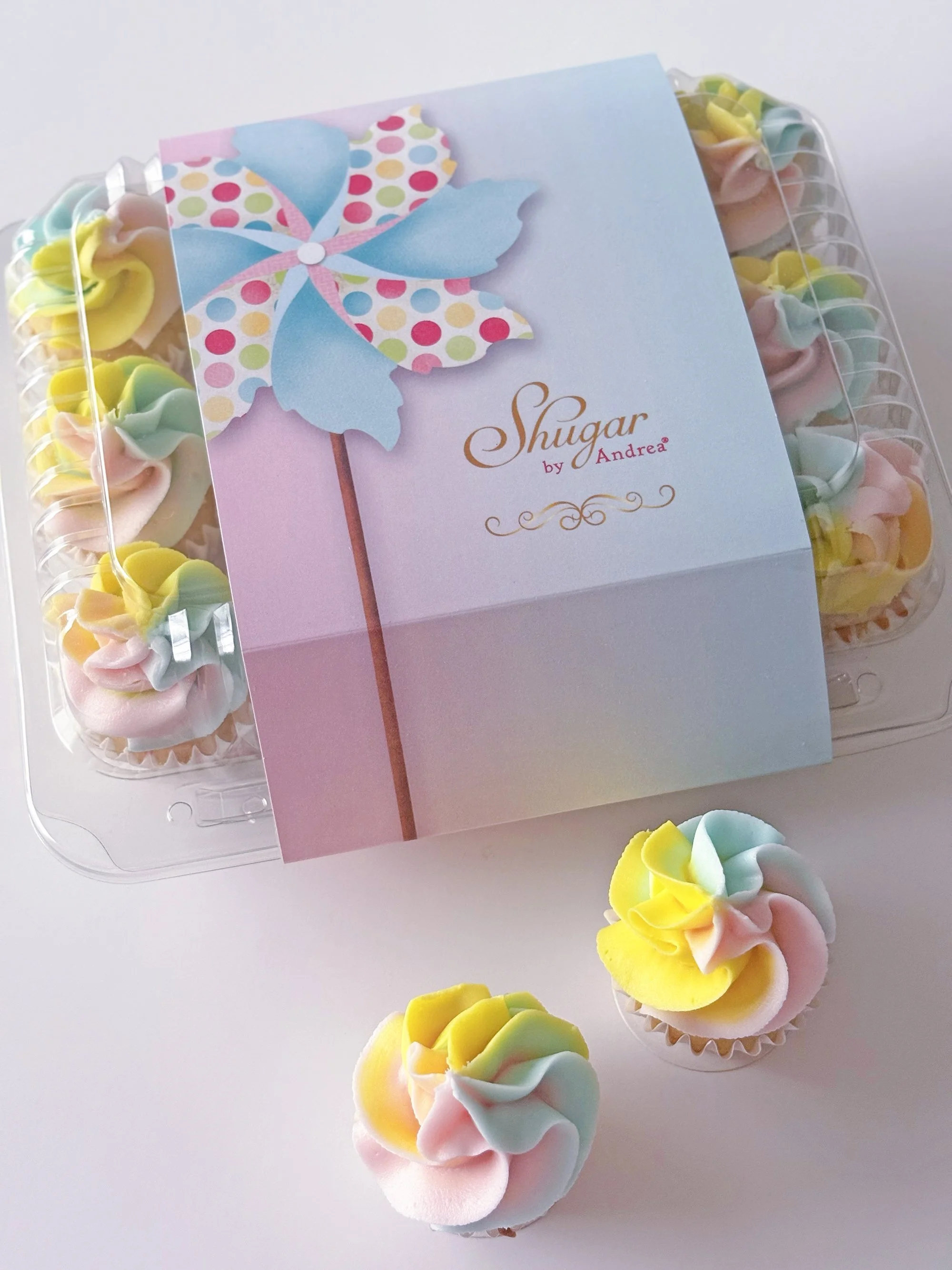 CAJA DE REGALO MINI CUPCAKES RAINBOW