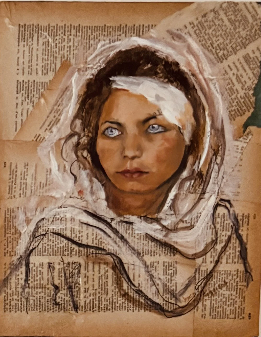 Pakistani Wounded Woman
Mixed media
10" X 12"
$100