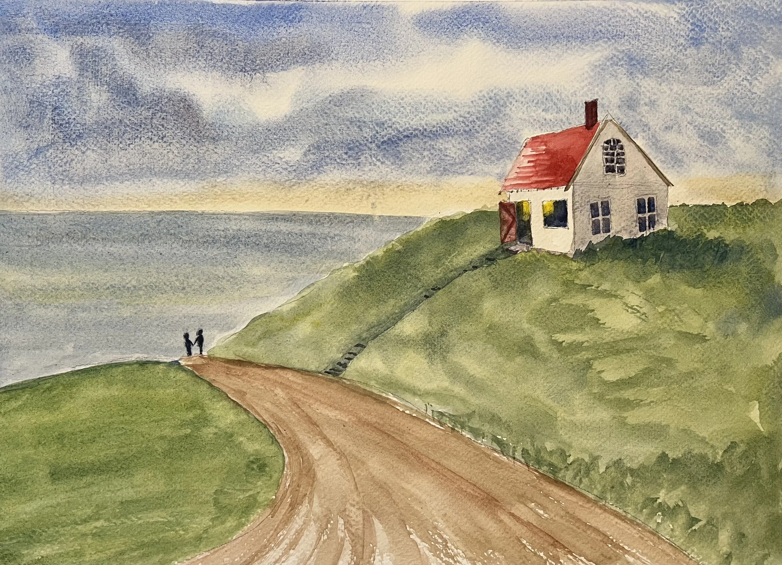 A Stroll watercolor 11" x 14"