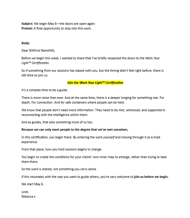 Sales email in the author's voice