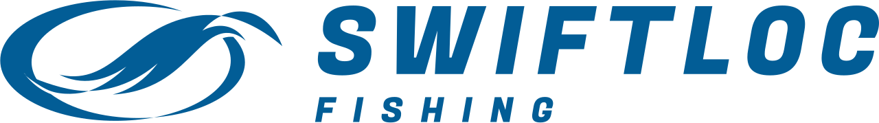 Swiftlock Fishing logo with stylized fish icon and text in blue