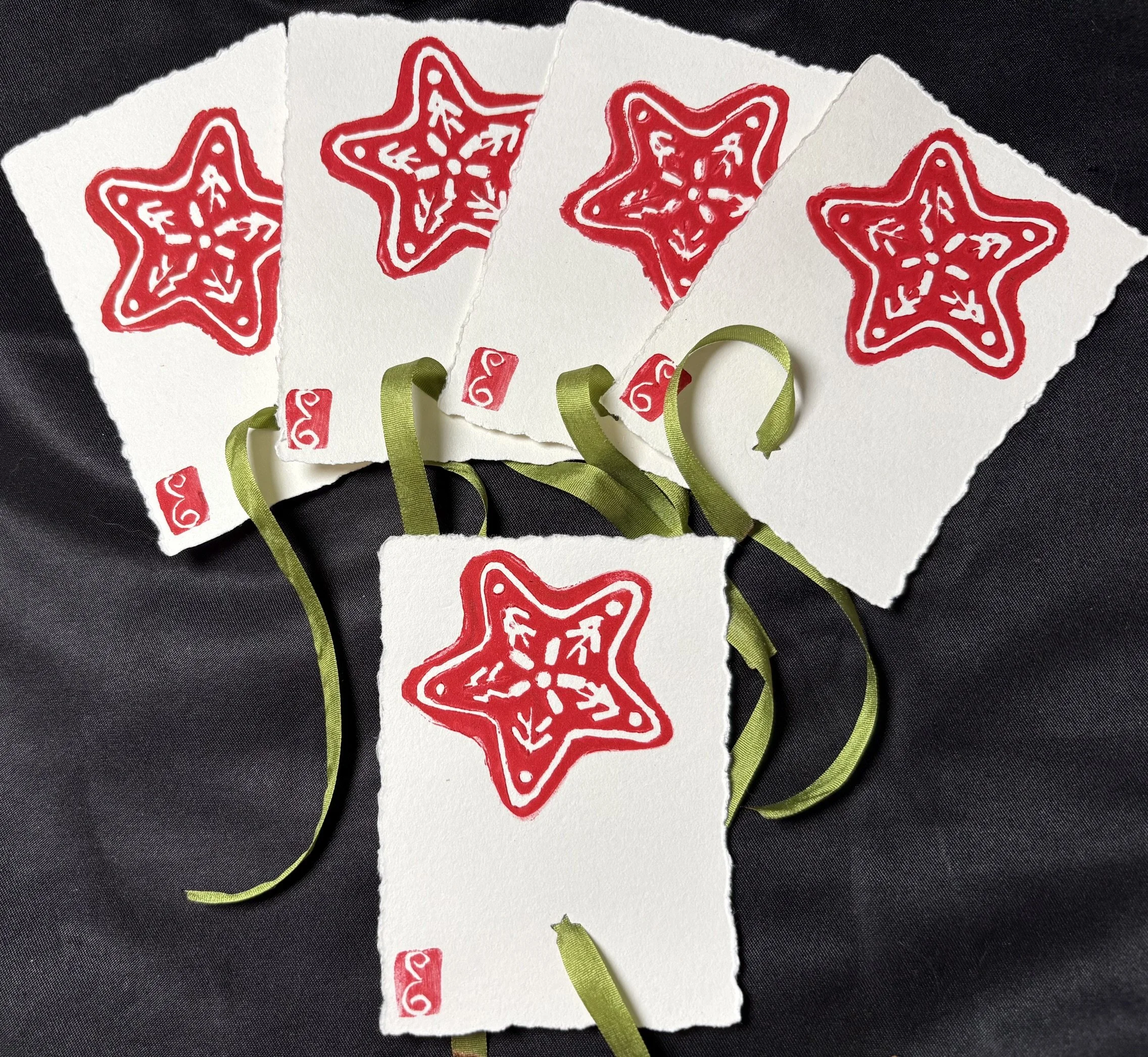 Holiday Collection - Red Retro Star Gift Tags - 5 pack - Original by Art Oracle Emily3.jpeg