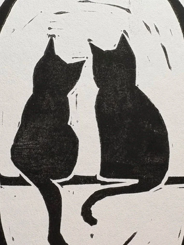 Oracle Duo  Oracle DuoLinocut print, hand carved and printed  Art Oracle Emily | artoracleemily.com