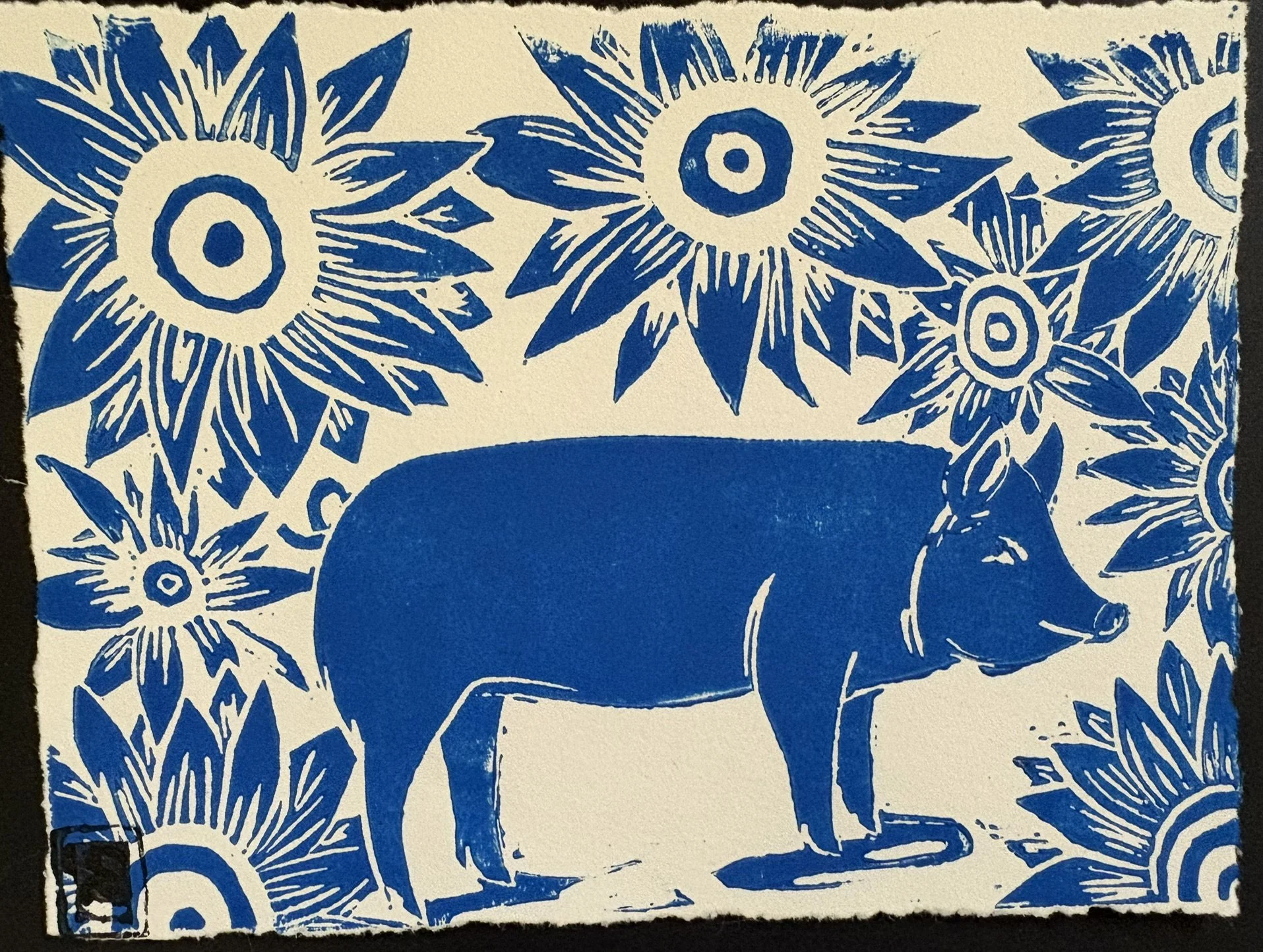 Art Oracle Emily Oracle of a Barnyard Pig Blue