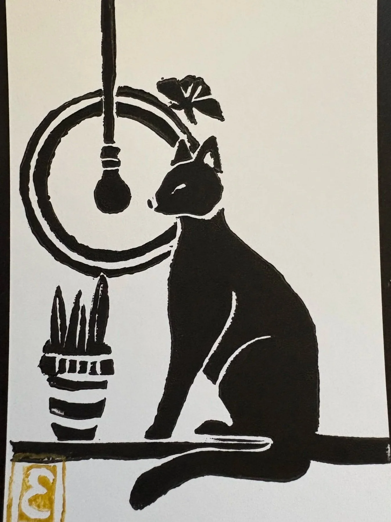 The Hermit Original Linocut Print by Art Oracle Emily