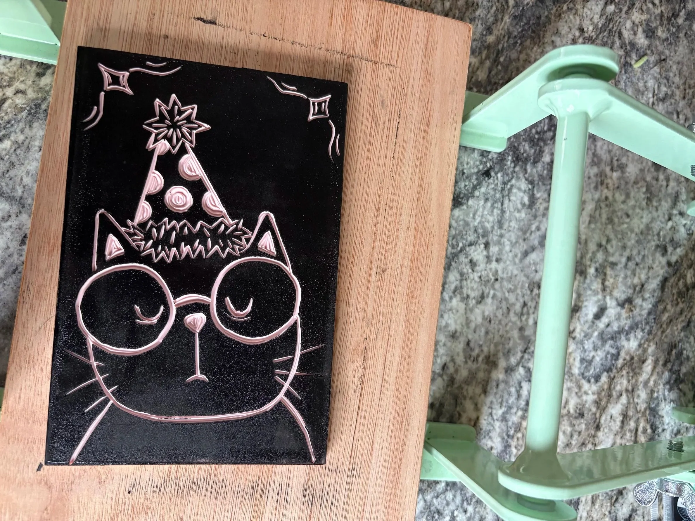 Oracle Celebration Cat Printmaking by Art Oracle Emily