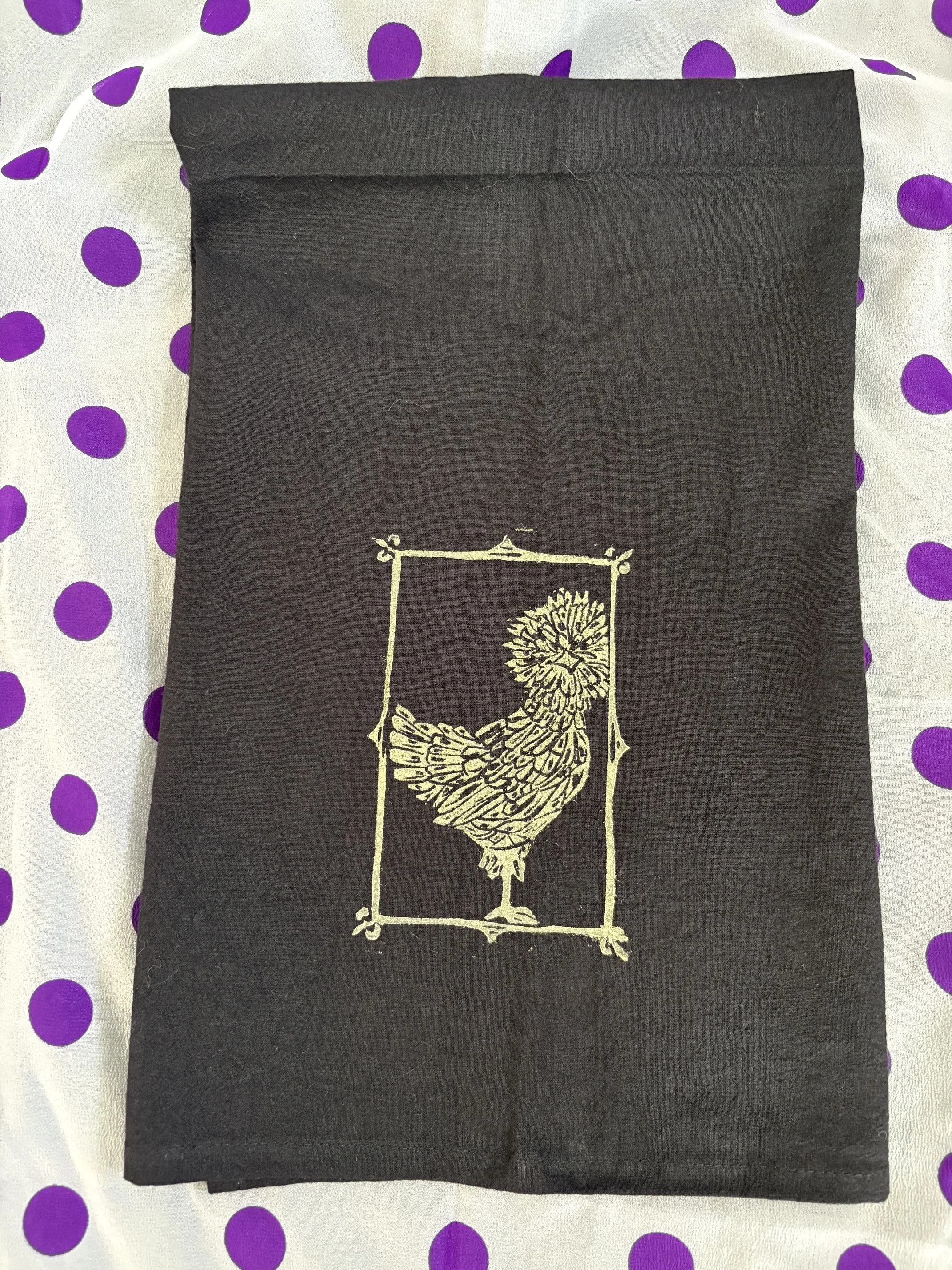 Life of a Wild Chicken Tea Towel Art Oracle Emily Original Linocut2.jpeg