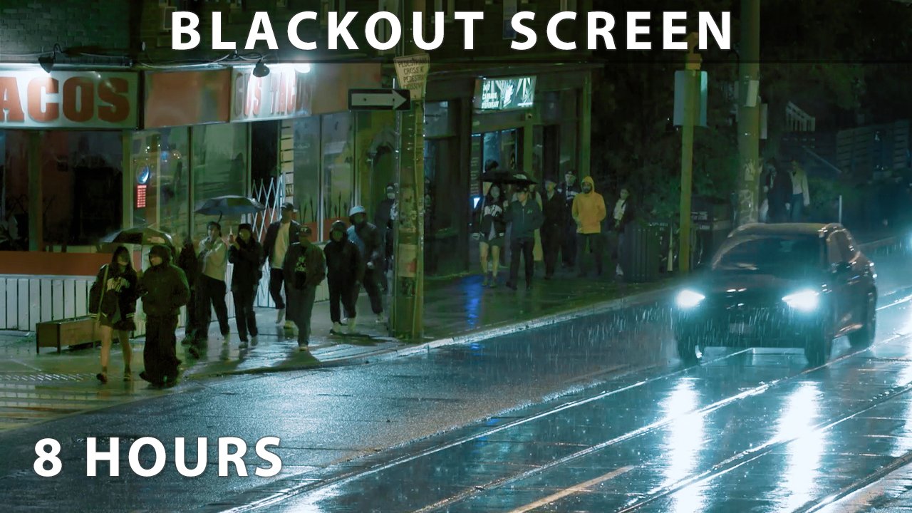 Heavy Rain and Street Traffic in the Matrix | Black Screen | 8 Hours