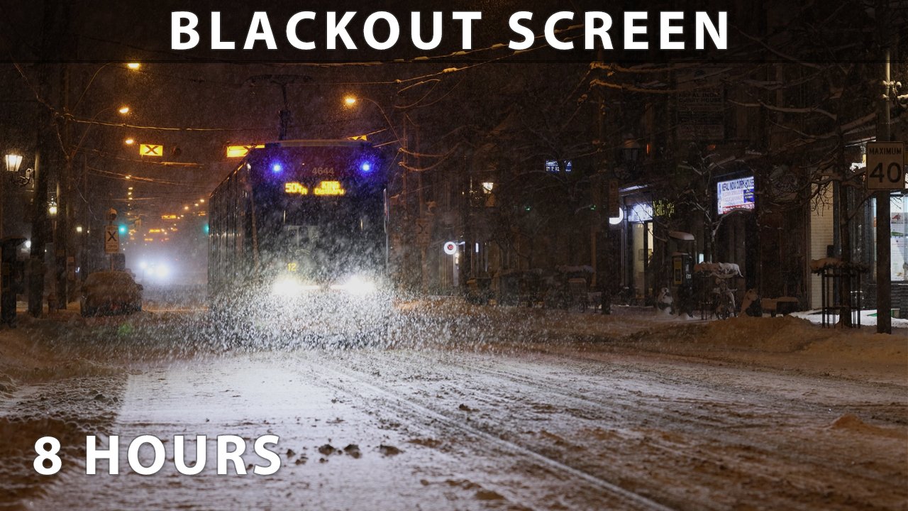 Calming Snowfall in the City With Traffic - 8 Hours Sleep Sounds