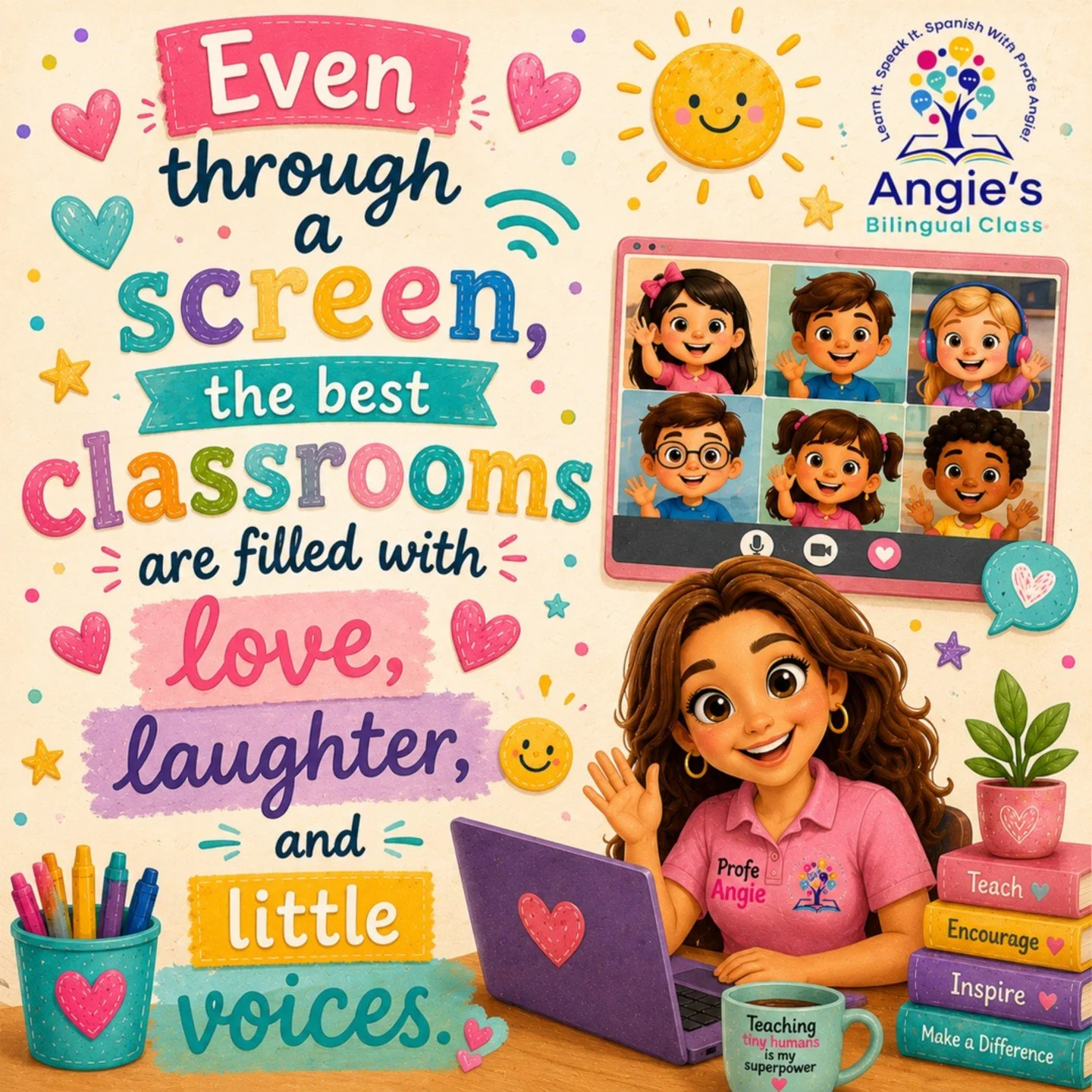 Even through a screen, a real connection can still happen. 💛
✨ The little voices, the big smiles, the silly moments, and the confidence that grows one class at a time&hellip; that is what makes online learning feel special. 
🌈 Every child deserves 