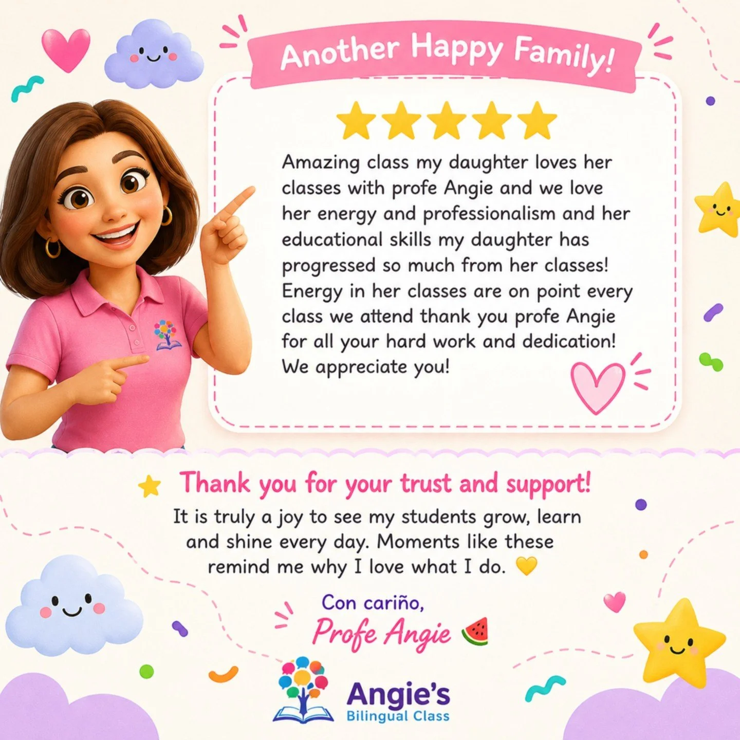 💛🌈 So thankful for the sweet families who trust me with their child&rsquo;s learning journey. Con cari&ntilde;o,
Profe Angie 🍉💛

#AngiesBilingualClass #LaProfeAngie #SpanishForKids #SpanishImmersion #BilingualKids #OnlineSpanishClass #LittleScien