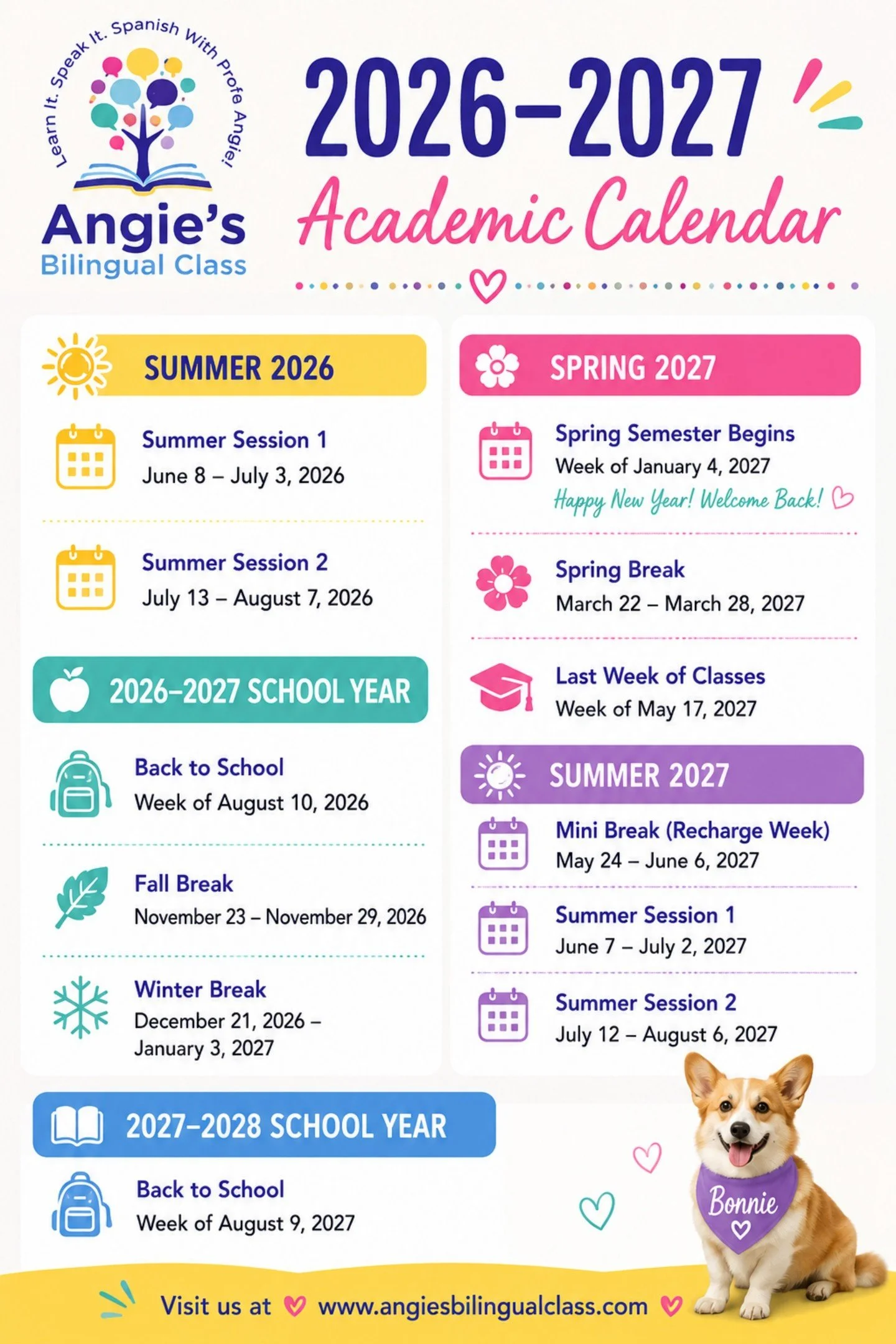 📅 Our 2026&ndash;2027 Academic Calendar is here! 
We know families appreciate having important dates in one easy place, so we've put together our official calendar for the upcoming school year. 
Save it, screenshot it, print it, and keep it handy th