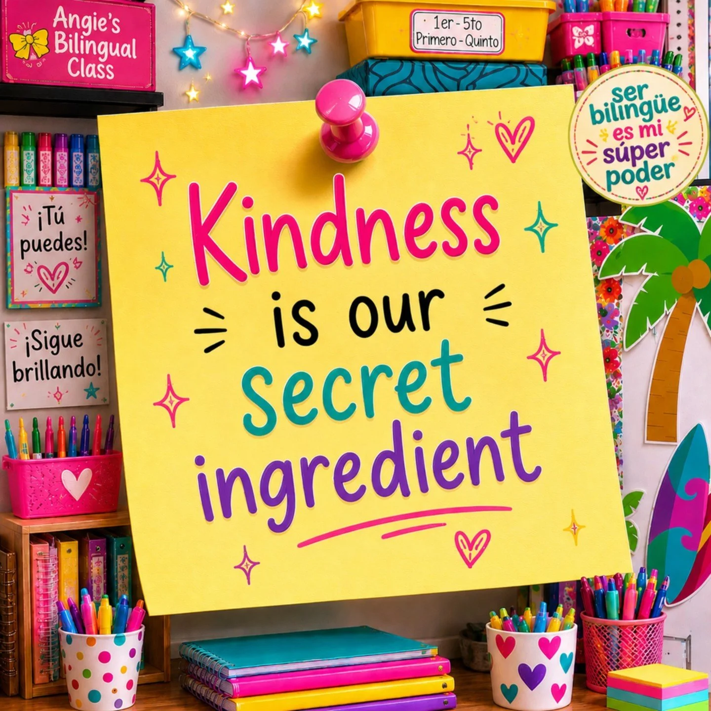 Kindness is our secret ingredient 💖
✨ A little kindness&hellip;
a little creativity&hellip;
and a LOT of bilingual magic 🌎📚

#LaProfeAngie #AngiesBilingualClass #KindnessMatters #BilingualMagic #BilingualClassroom #SpanishImmersion #BilingualTeach