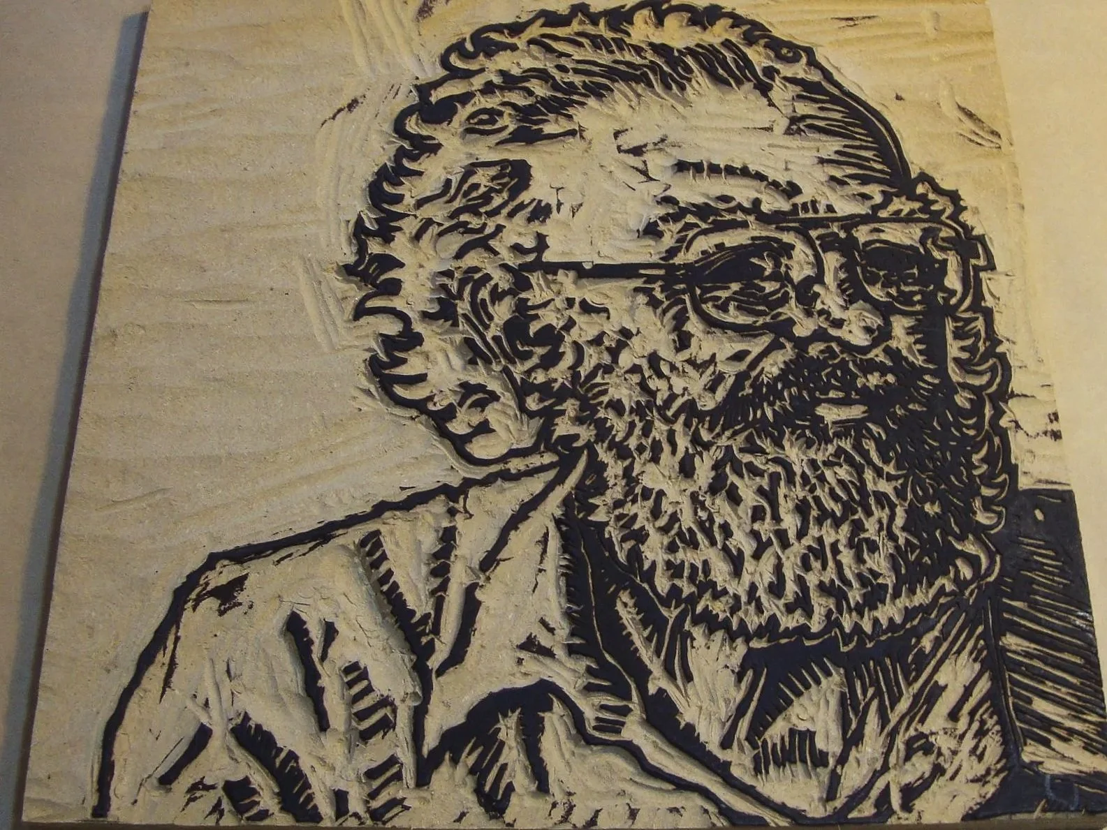 Carved MDF block. Portrait relief block.