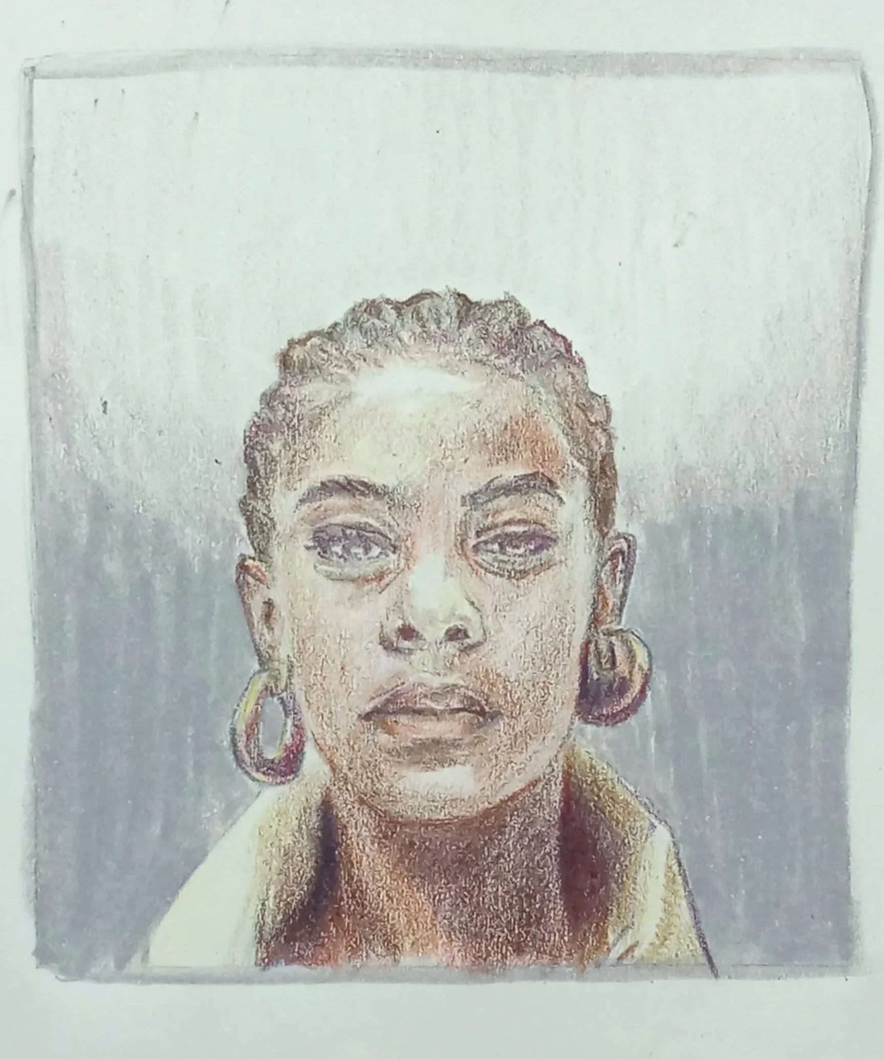 Portrait study drawing with colored pencils.