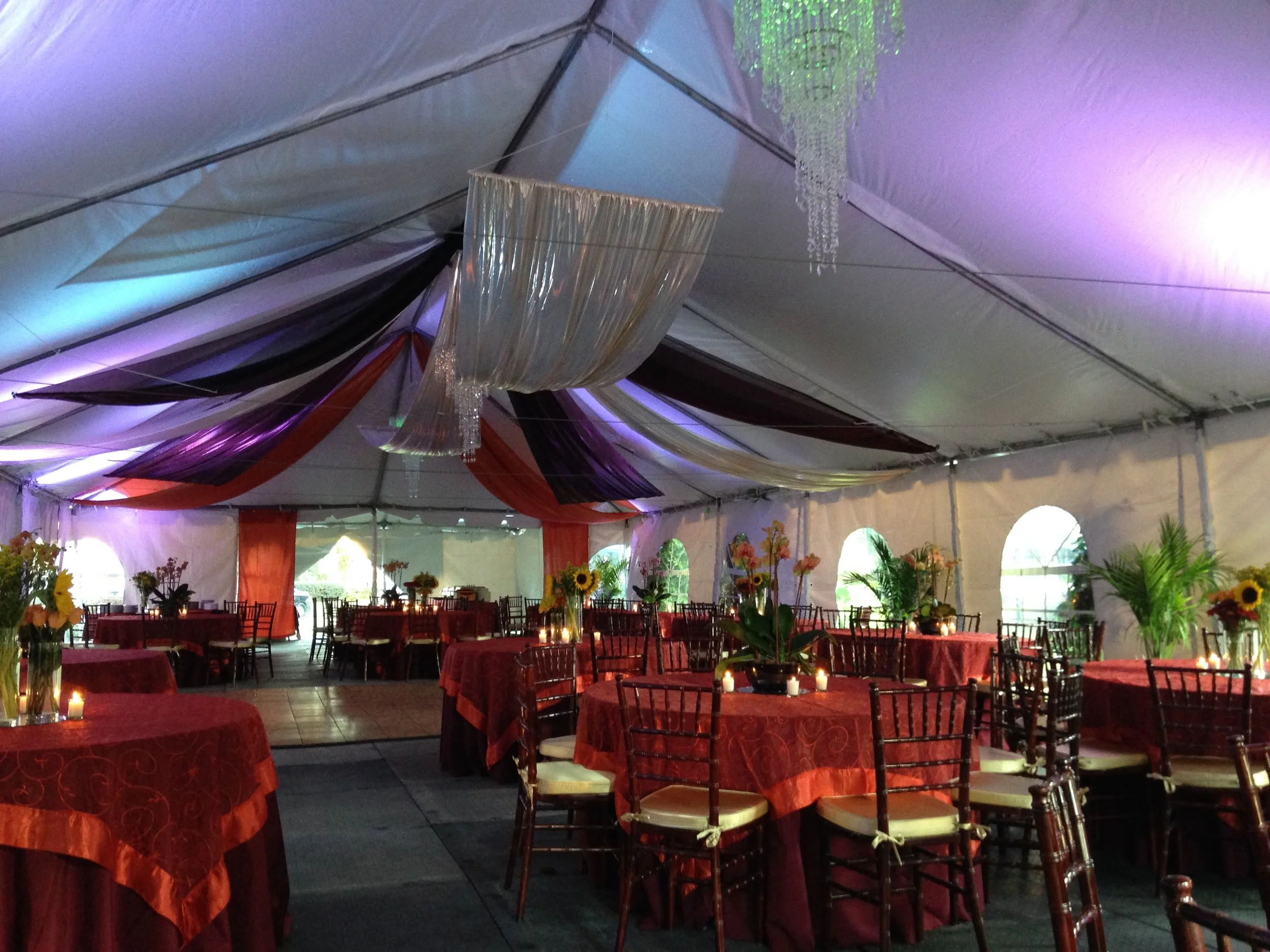 Custom event design, lighting, and draping for upscale celebrations
