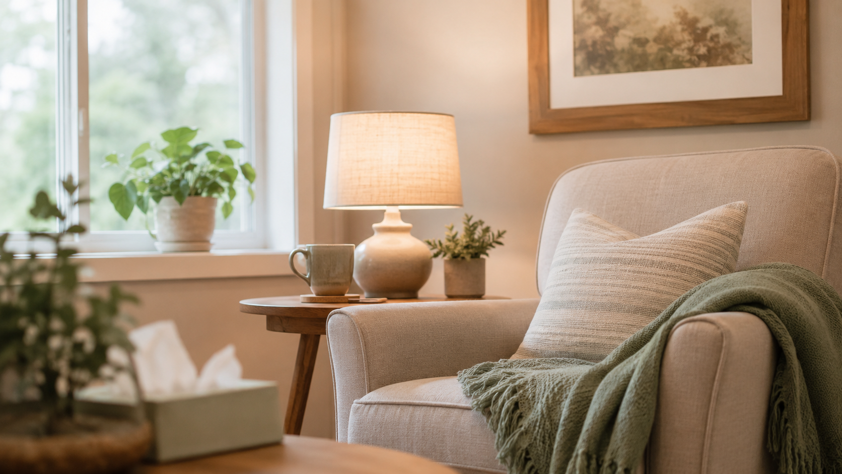 A cozy therapy office in Fairfax Virginia