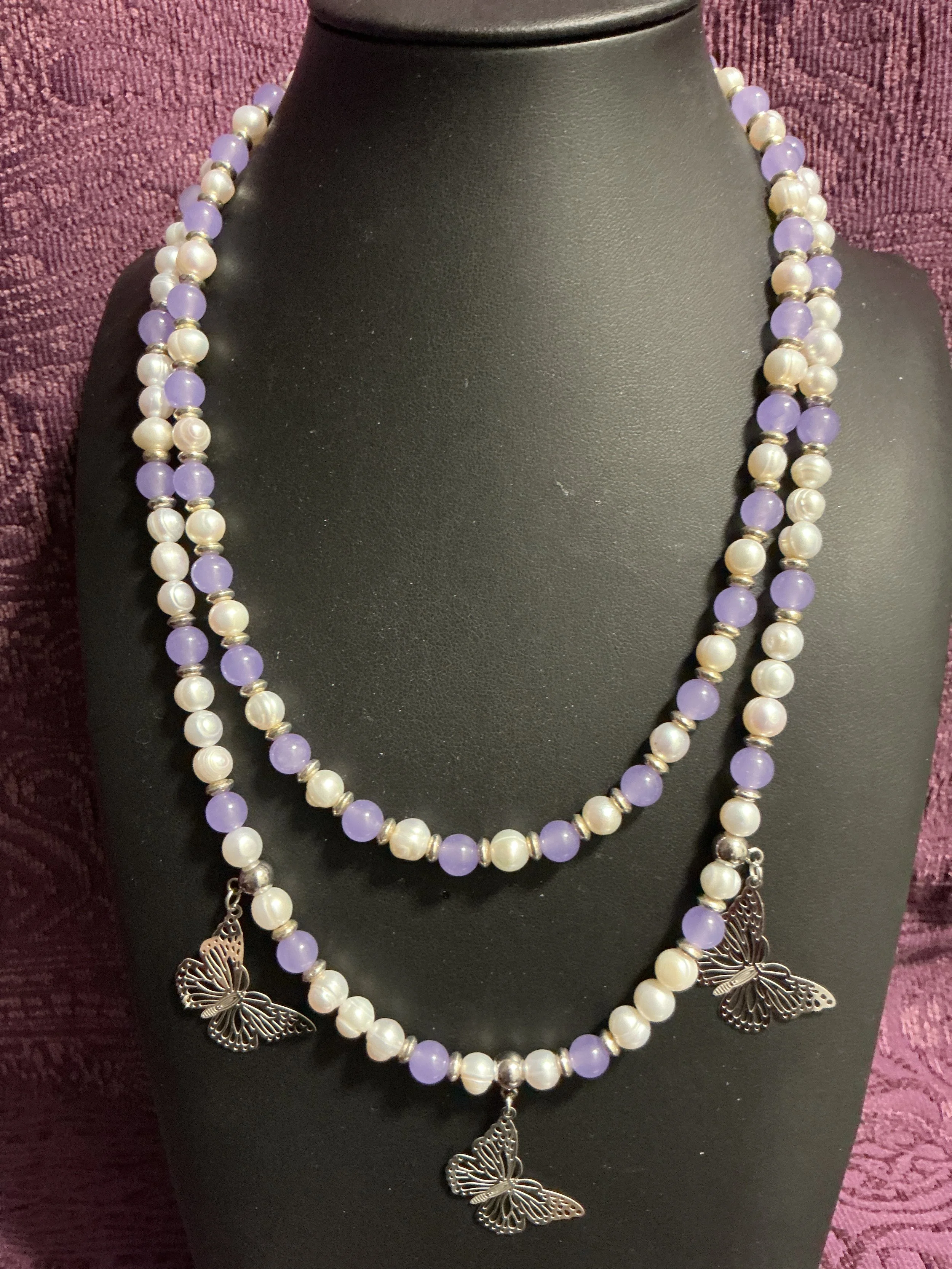Purple Butterfly Necklace & Earrings