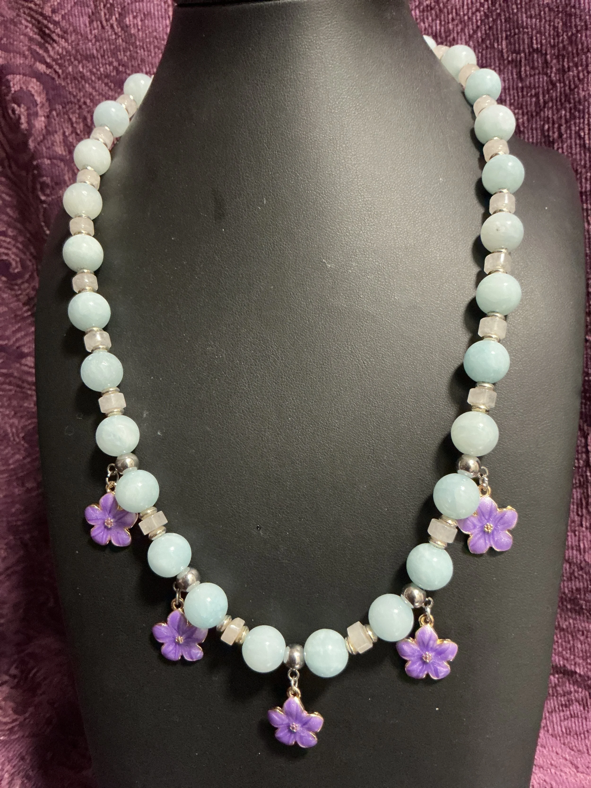 Gemstone Purple  Flower Necklace