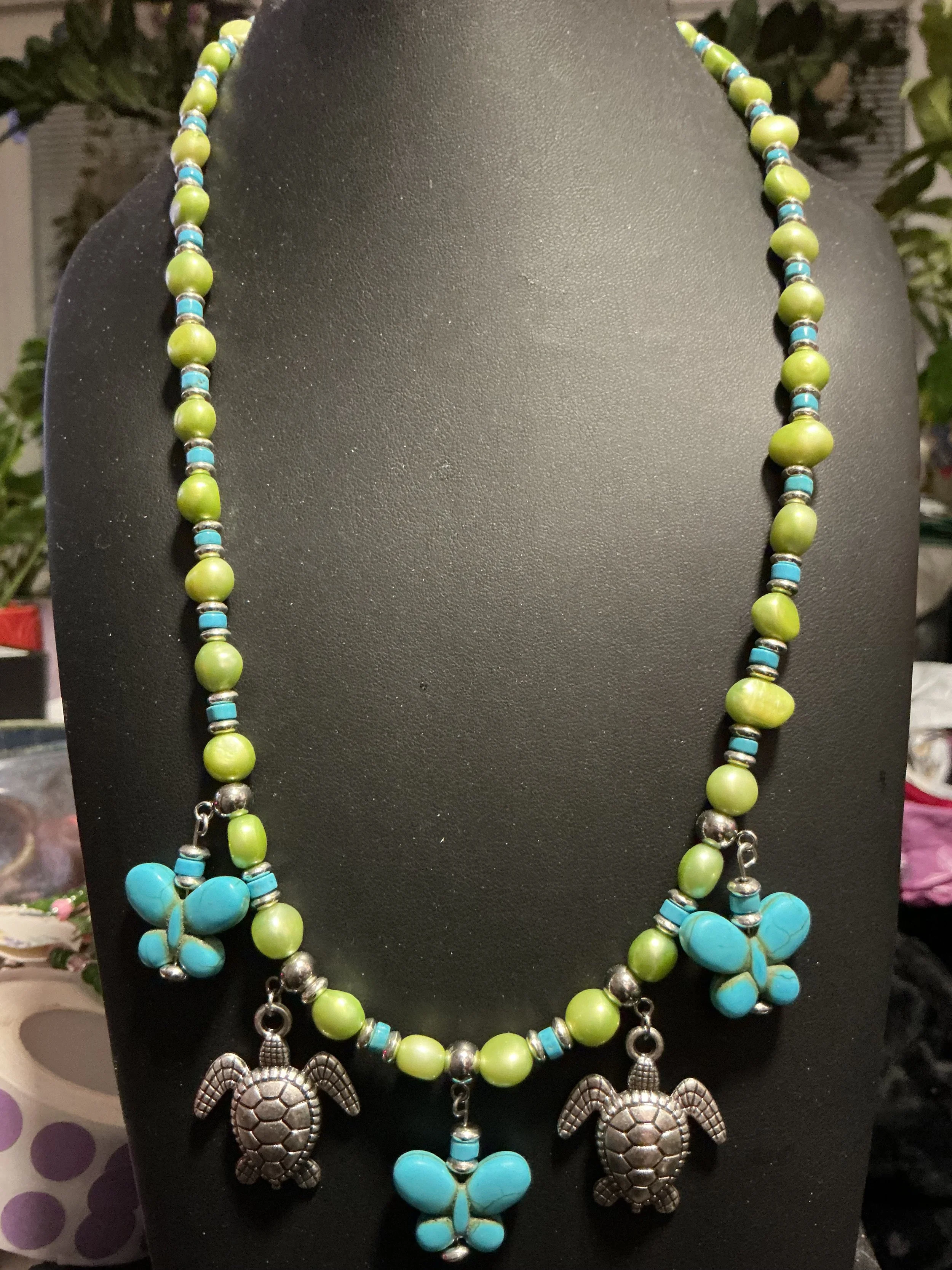 Butterfly & Turtle Necklace, Earrings & Bracelet Set