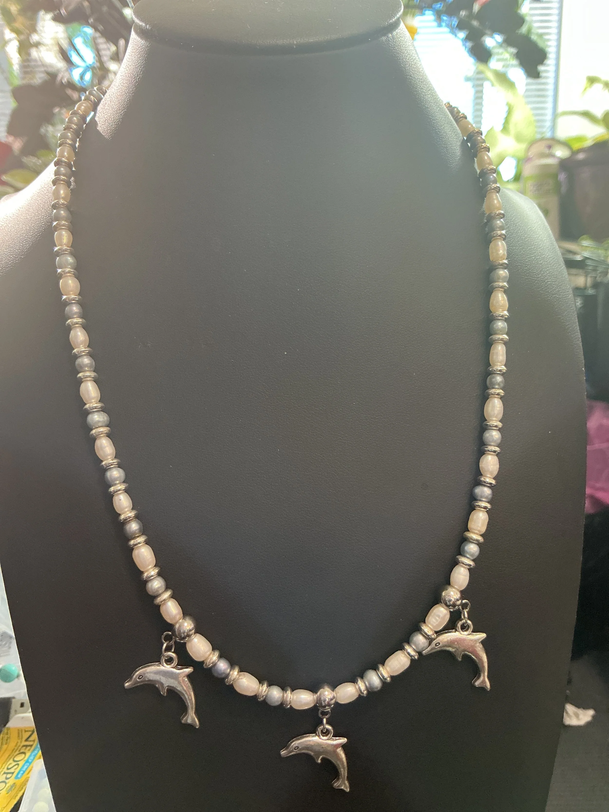 SS Dolphins Necklace & Earrings