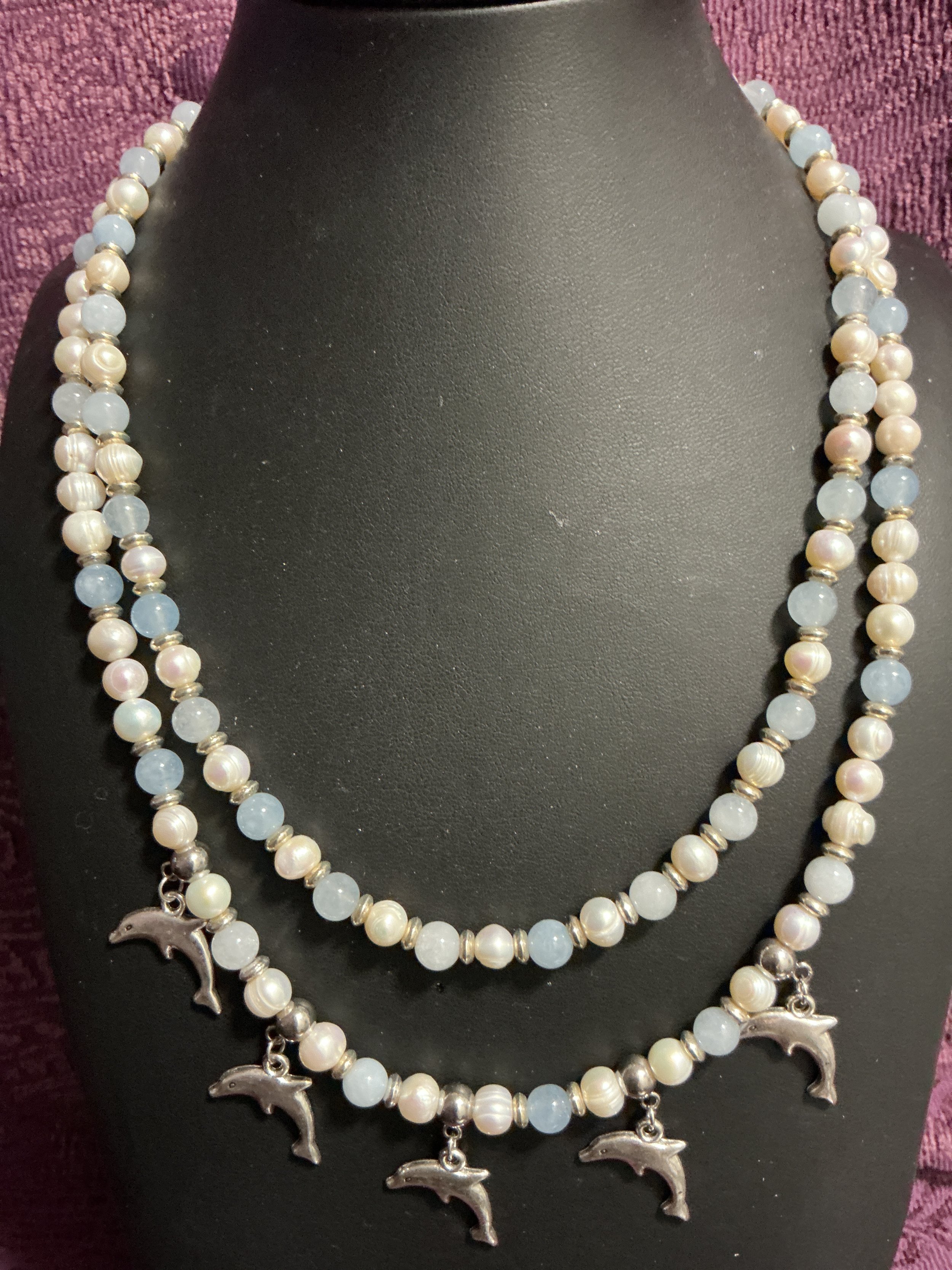 Diving w/Dolphins Necklace & Earrings