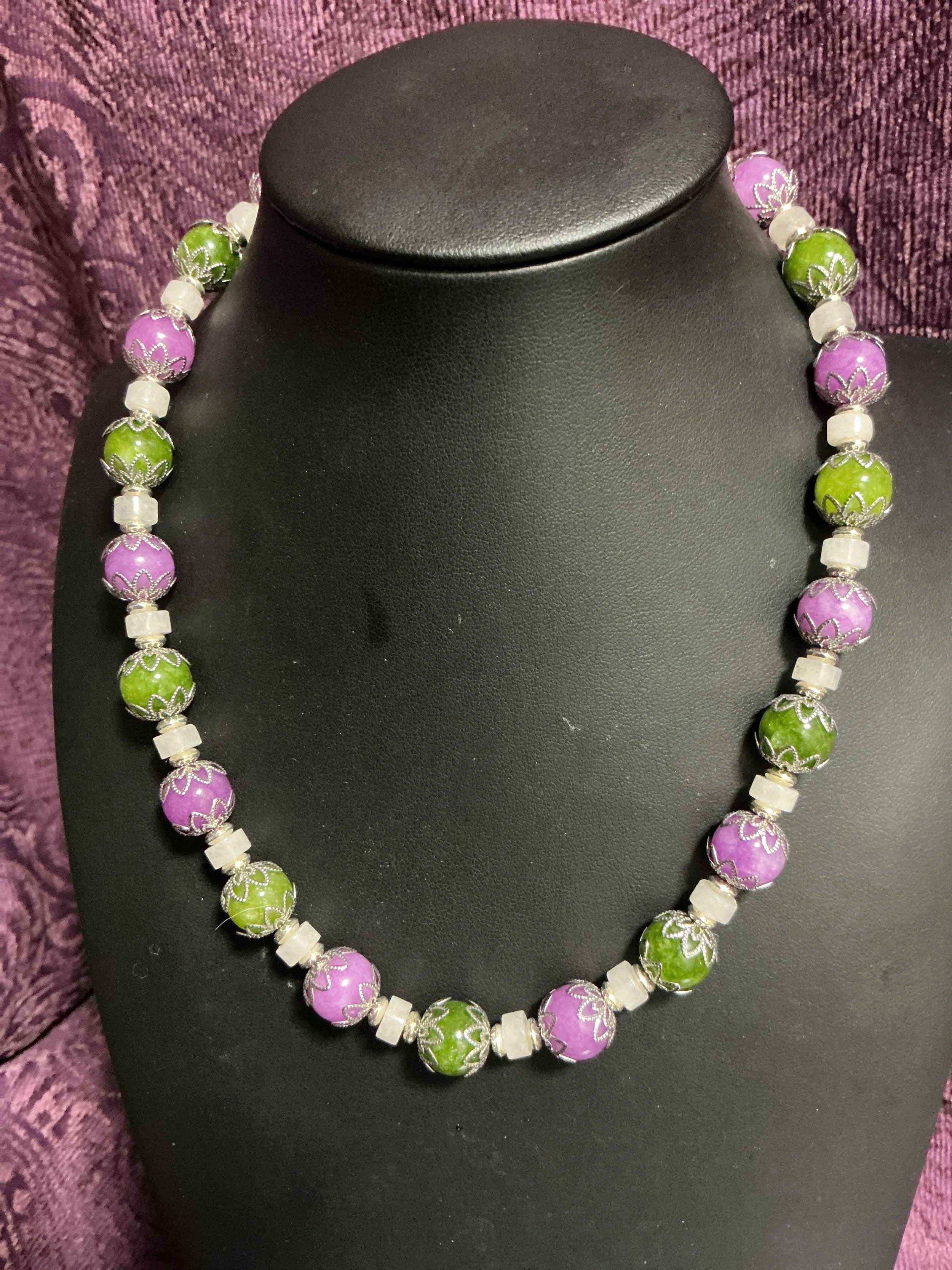 Gemstone Flower Cap Necklace #1