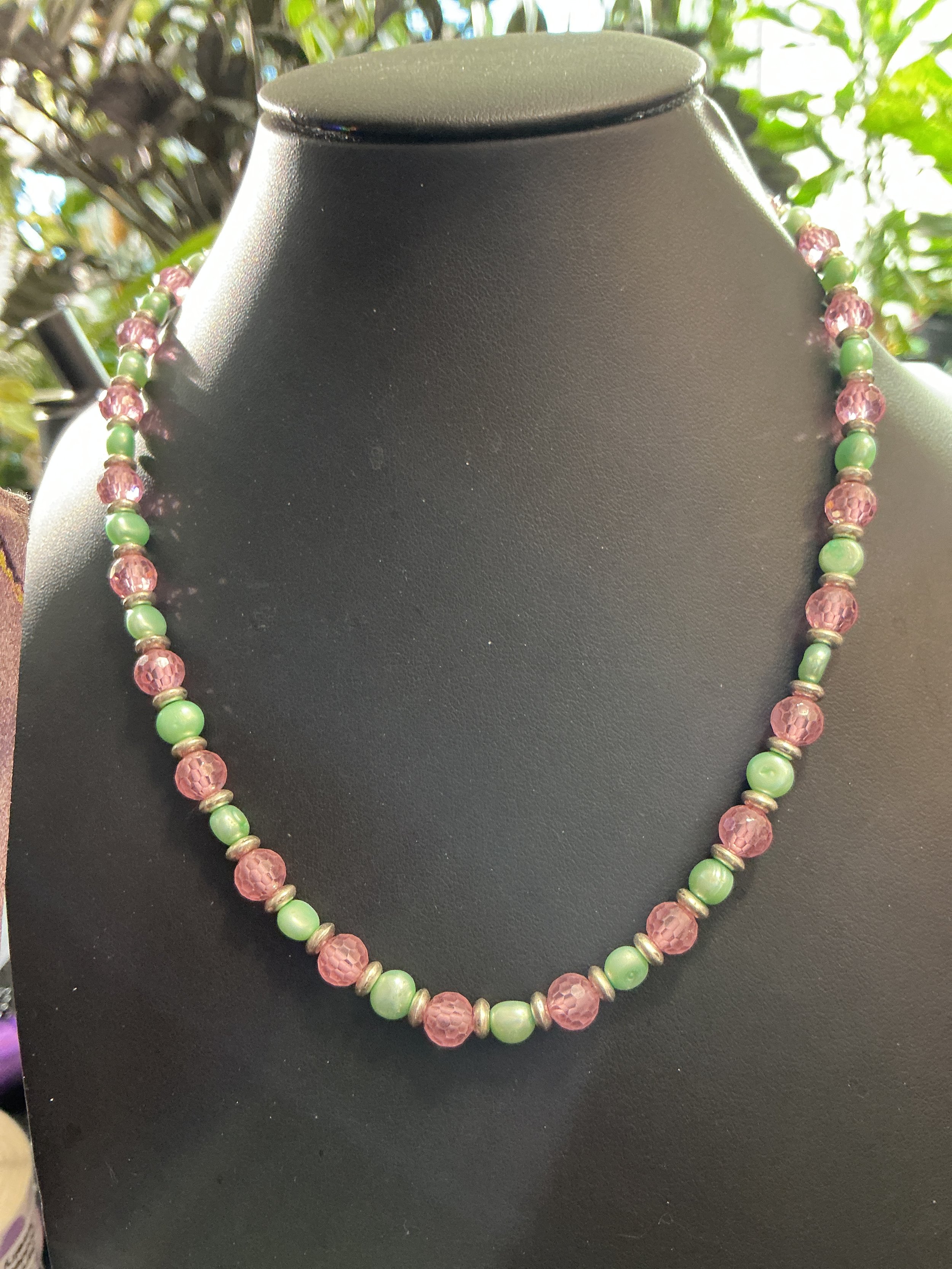 P&G Pink & Green Necklace & Earrings