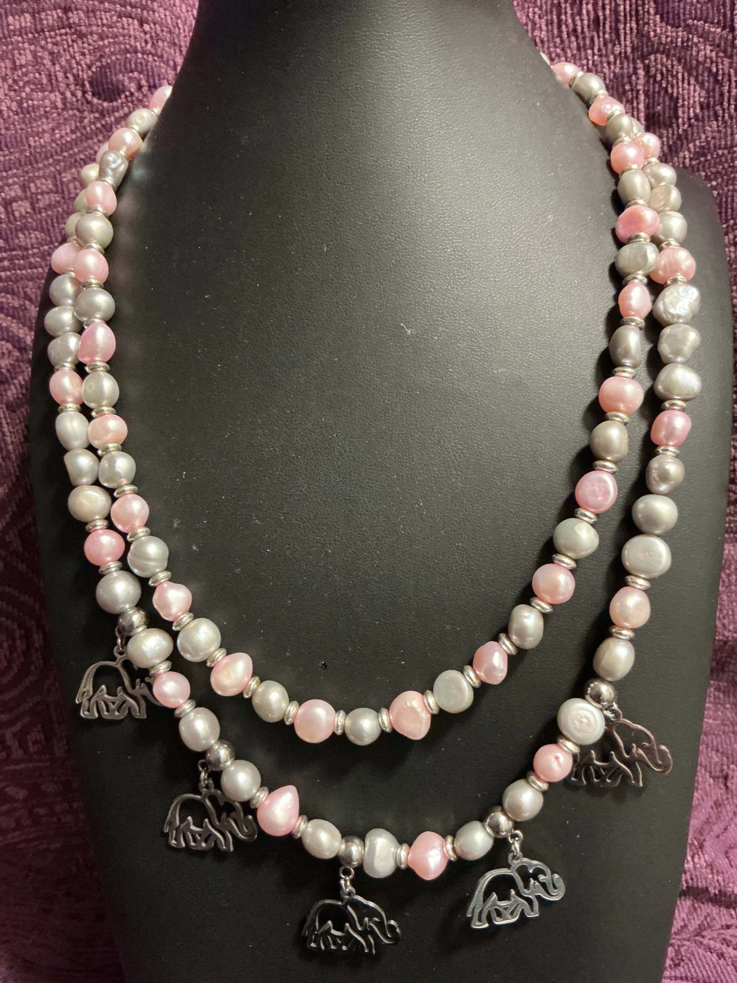 Walking w/Gentle Giants Elephant Necklace & Earrings