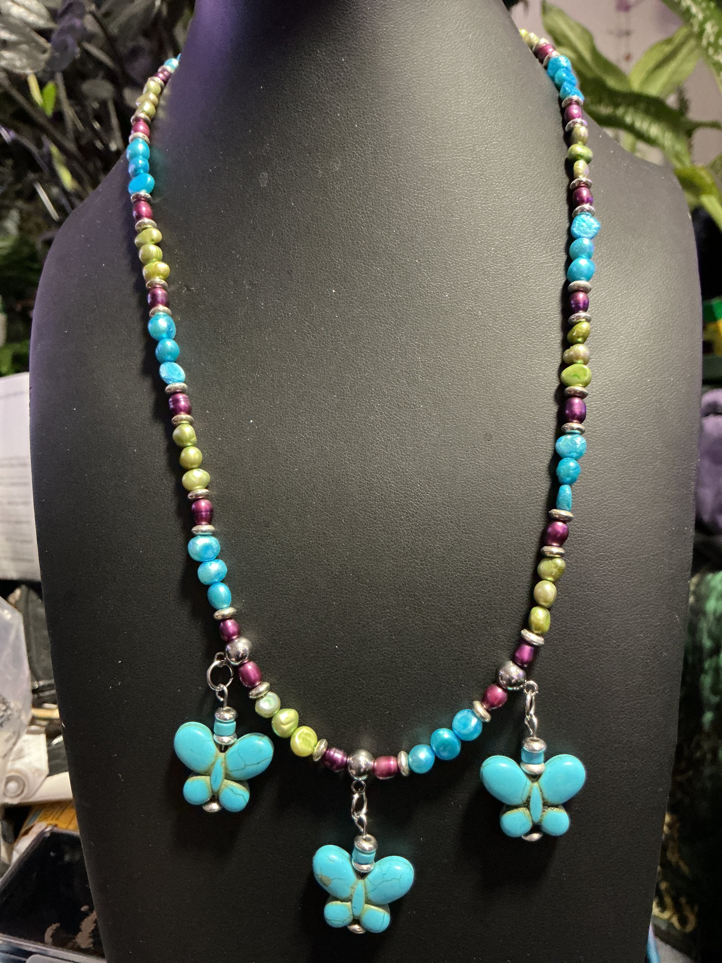 SS Southwestern P & G Butterfly Necklace & Earrings