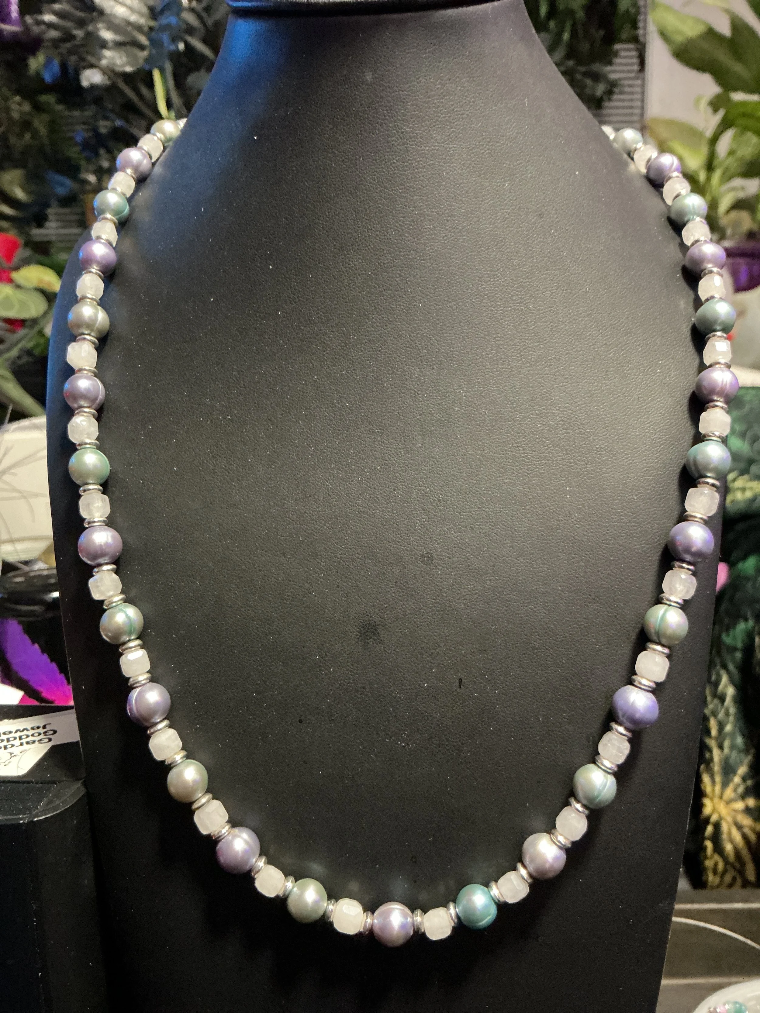 P&G Teal & Purple Honora Pearl Necklace & Earrings