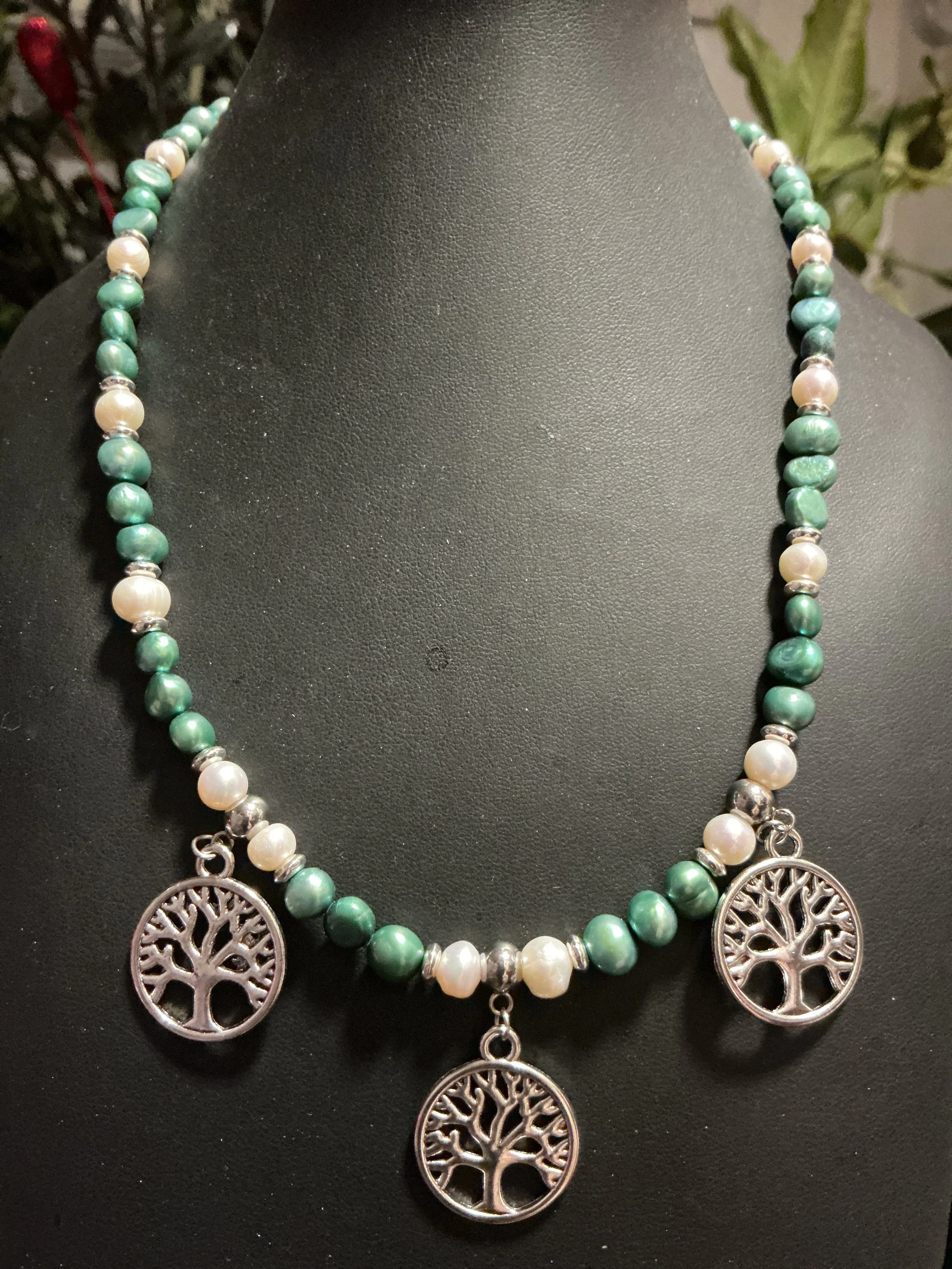 SS Tibetan Tree Necklace & Earrings