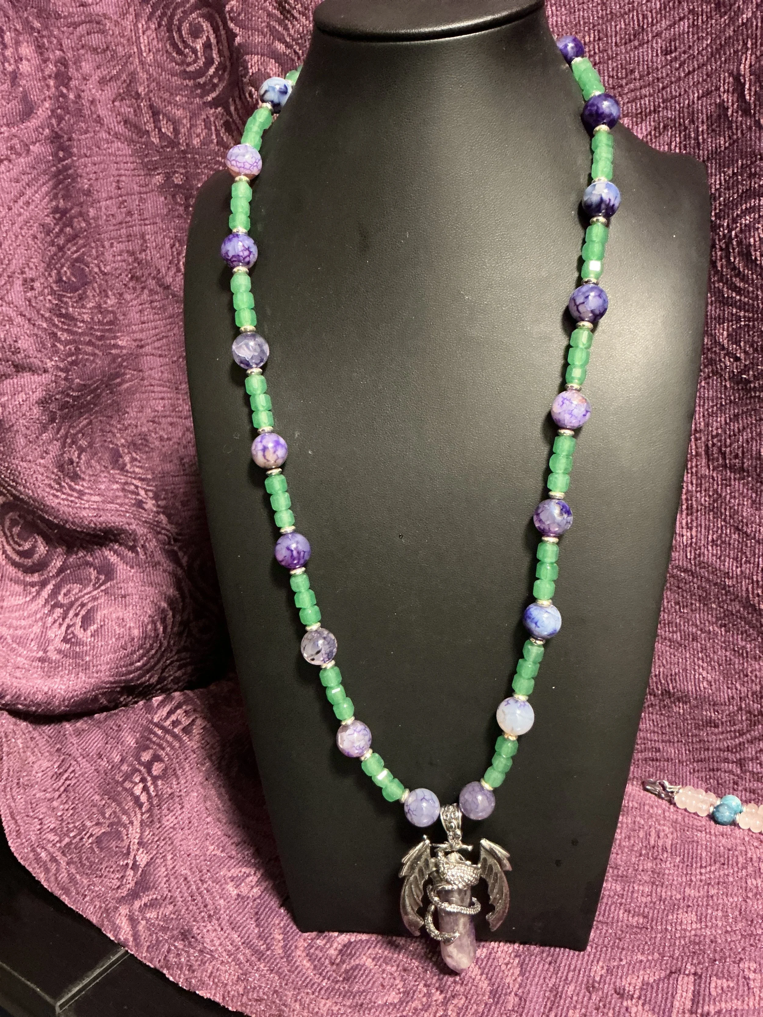 Dragon w/Crystal Long Necklace