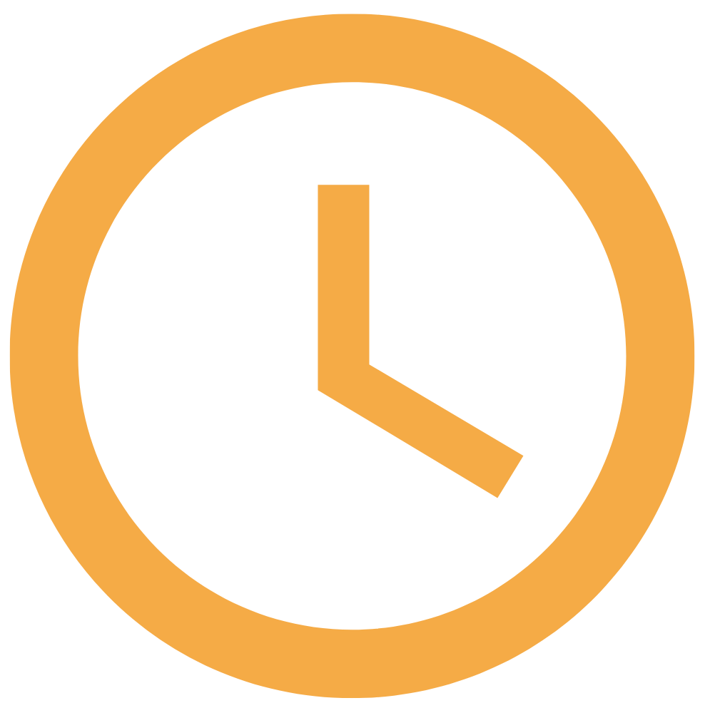 An orange clock showing the time as 3:00.