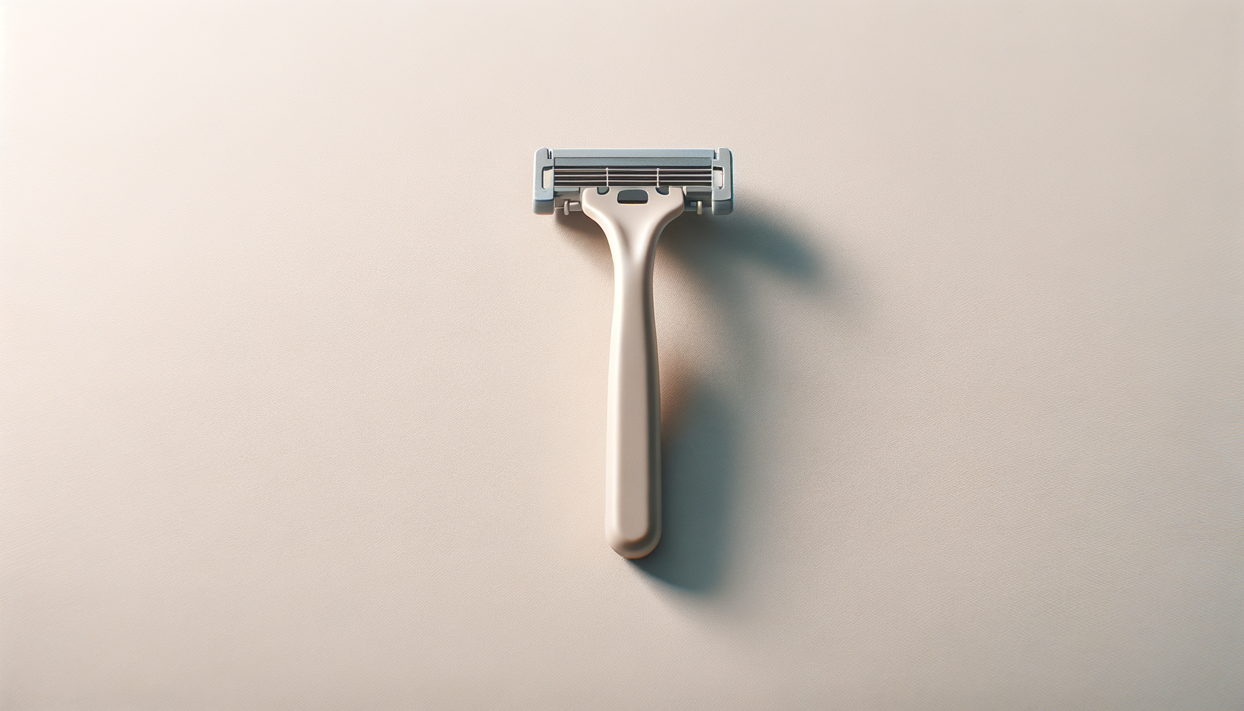 Disposable razor with a white handle on a plain, light-colored background.